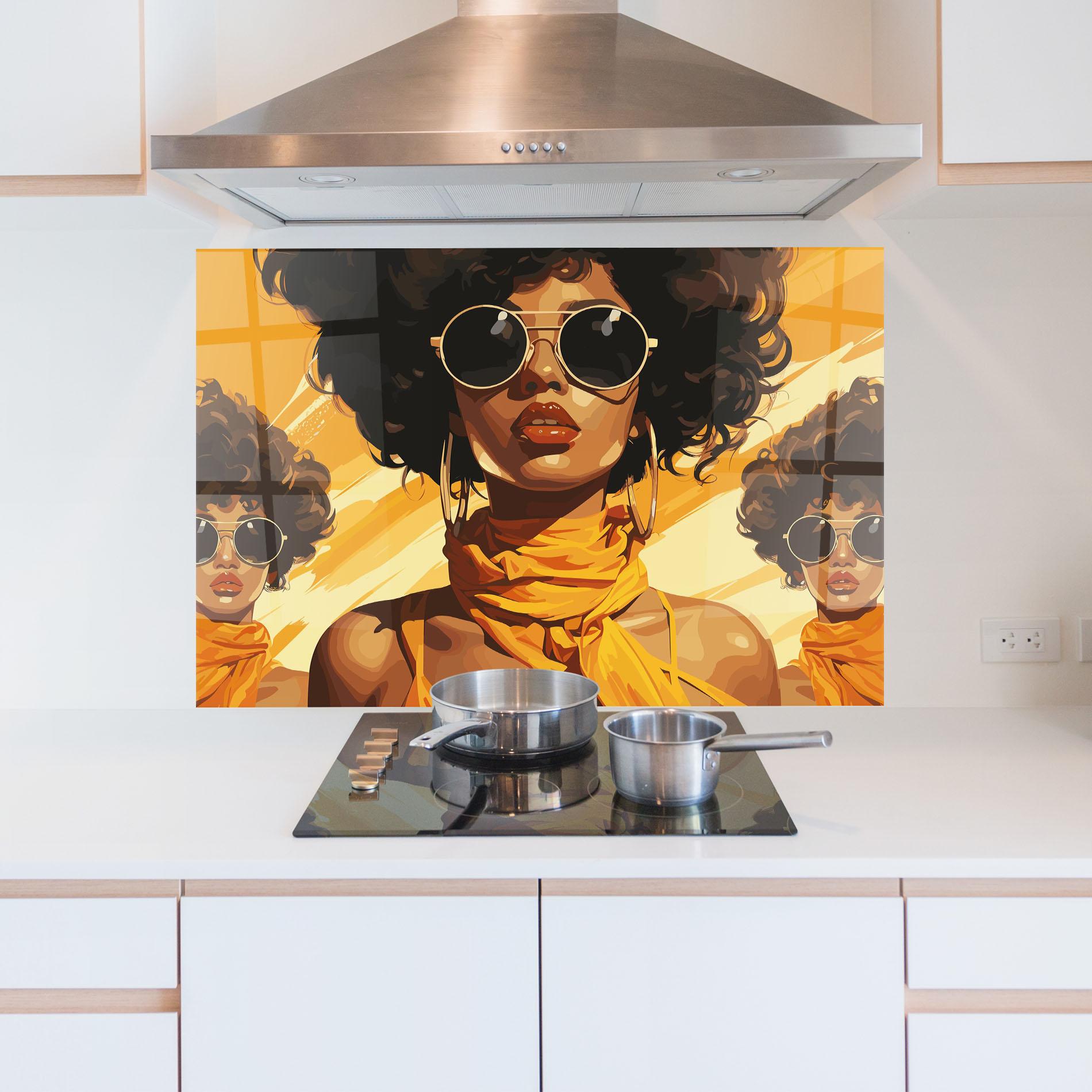 Стъклен панел за кухня Yellow African Scarf mockup 5