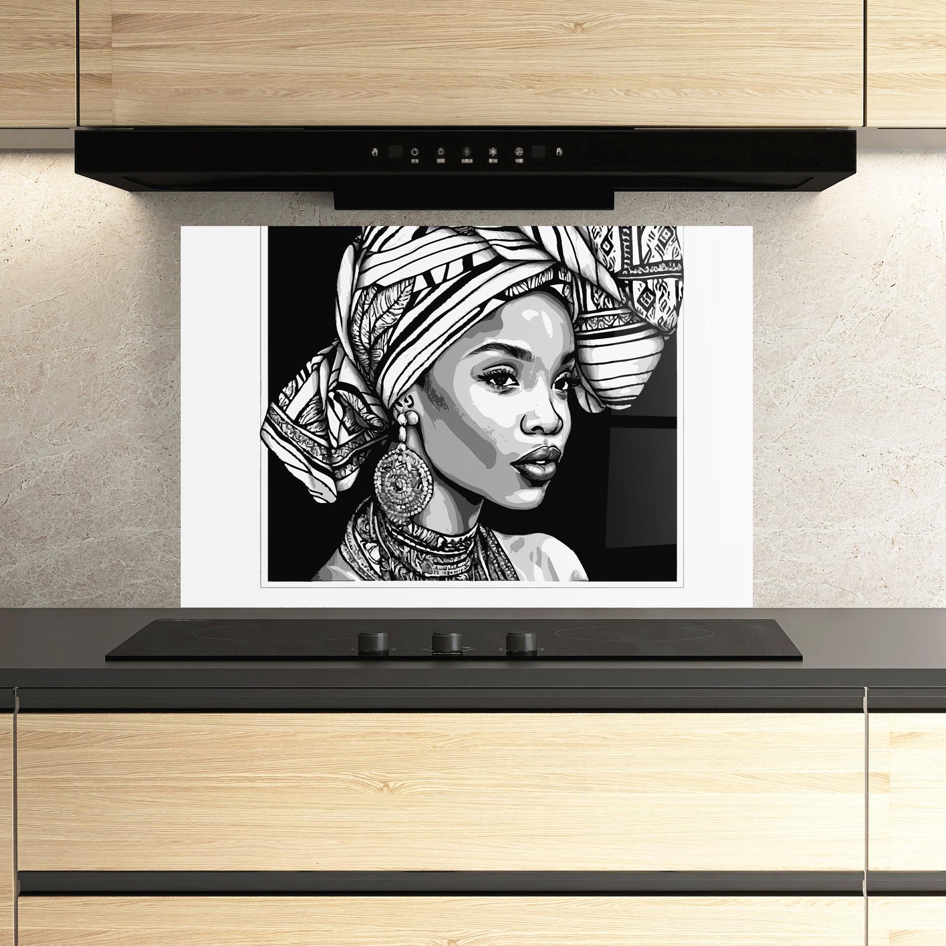 Стъклен панел за кухня Beautiful African Lady mockup 3