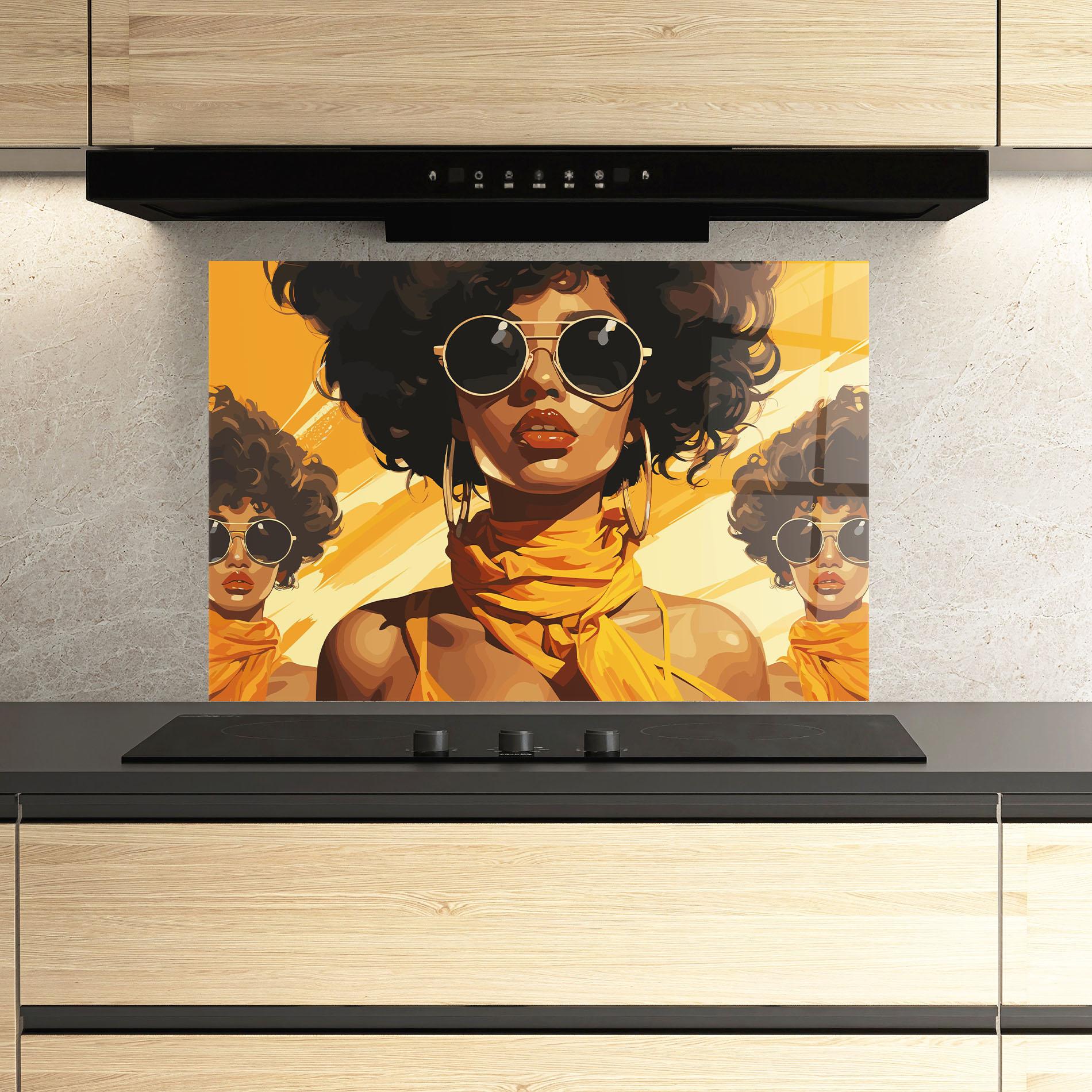 Стъклен панел за кухня Yellow African Scarf mockup 3