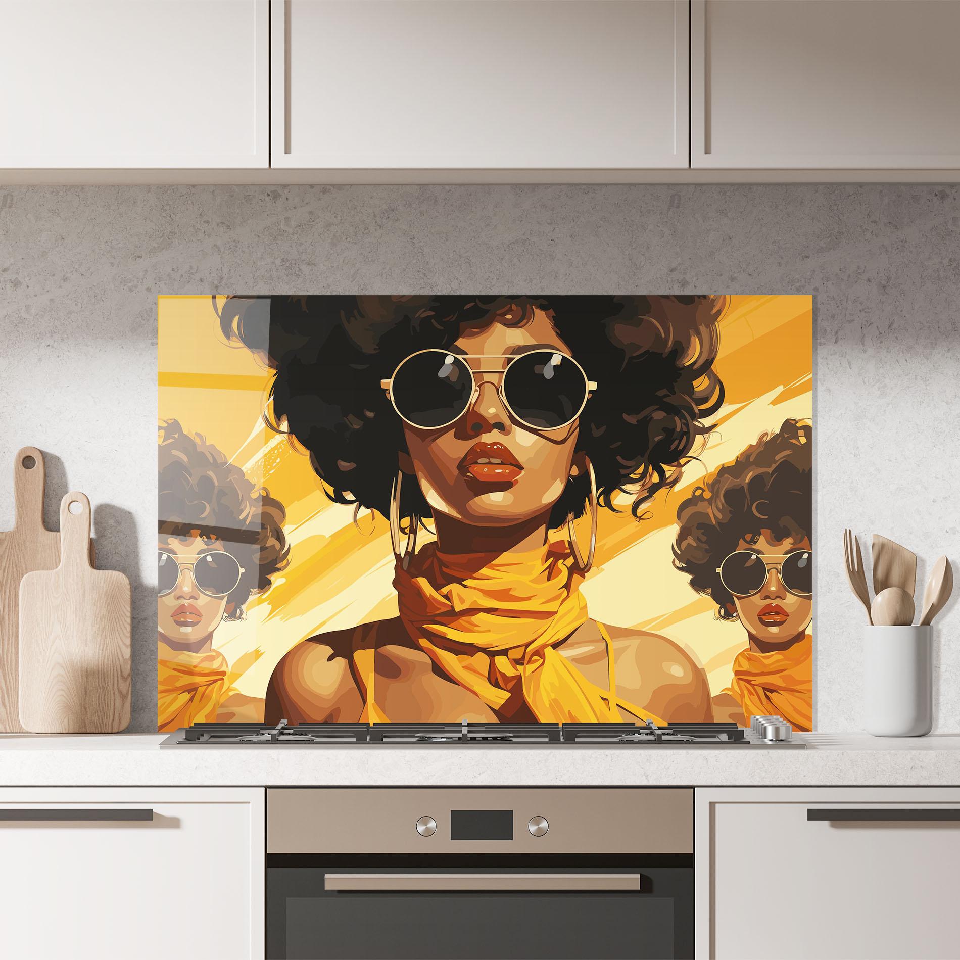 Стъклен панел за кухня Yellow African Scarf mockup 7