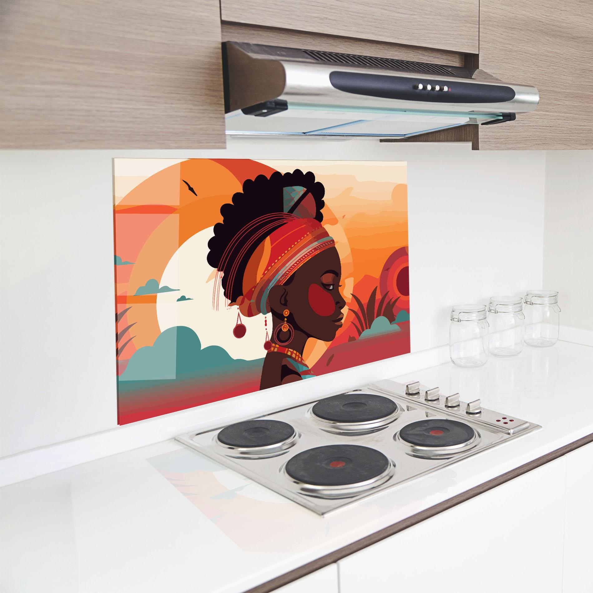 Стъклен панел за кухня African Lady Art mockup 8