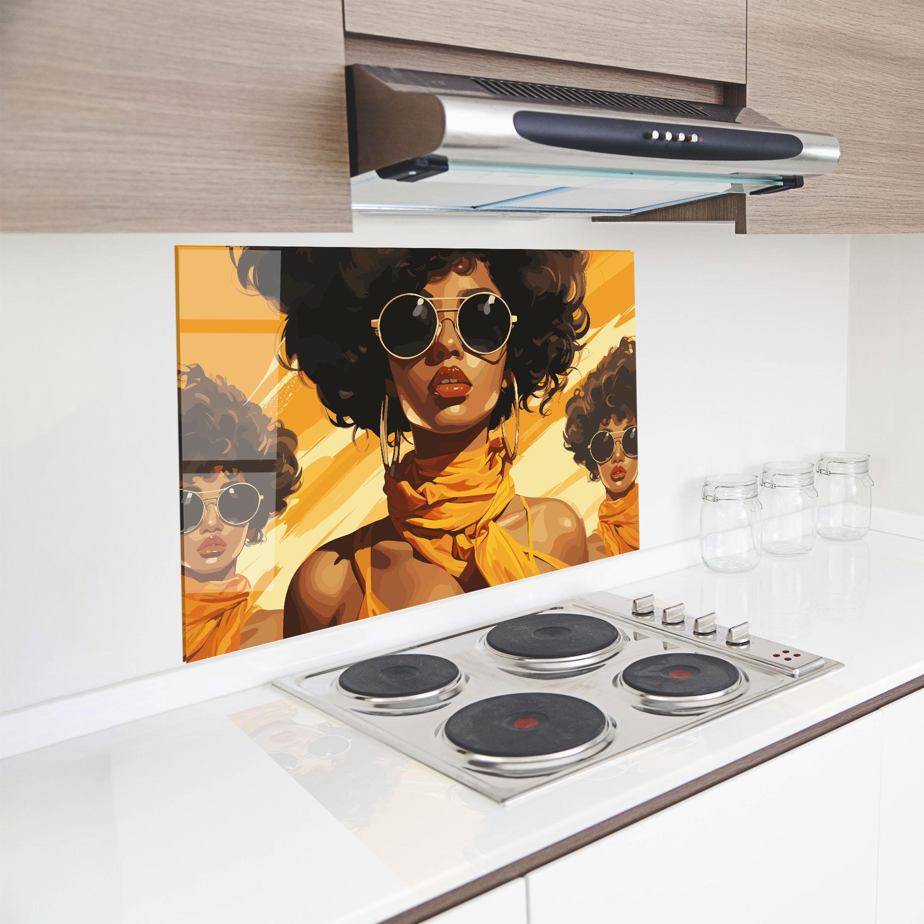 Стъклен панел за кухня Yellow African Scarf mockup 8