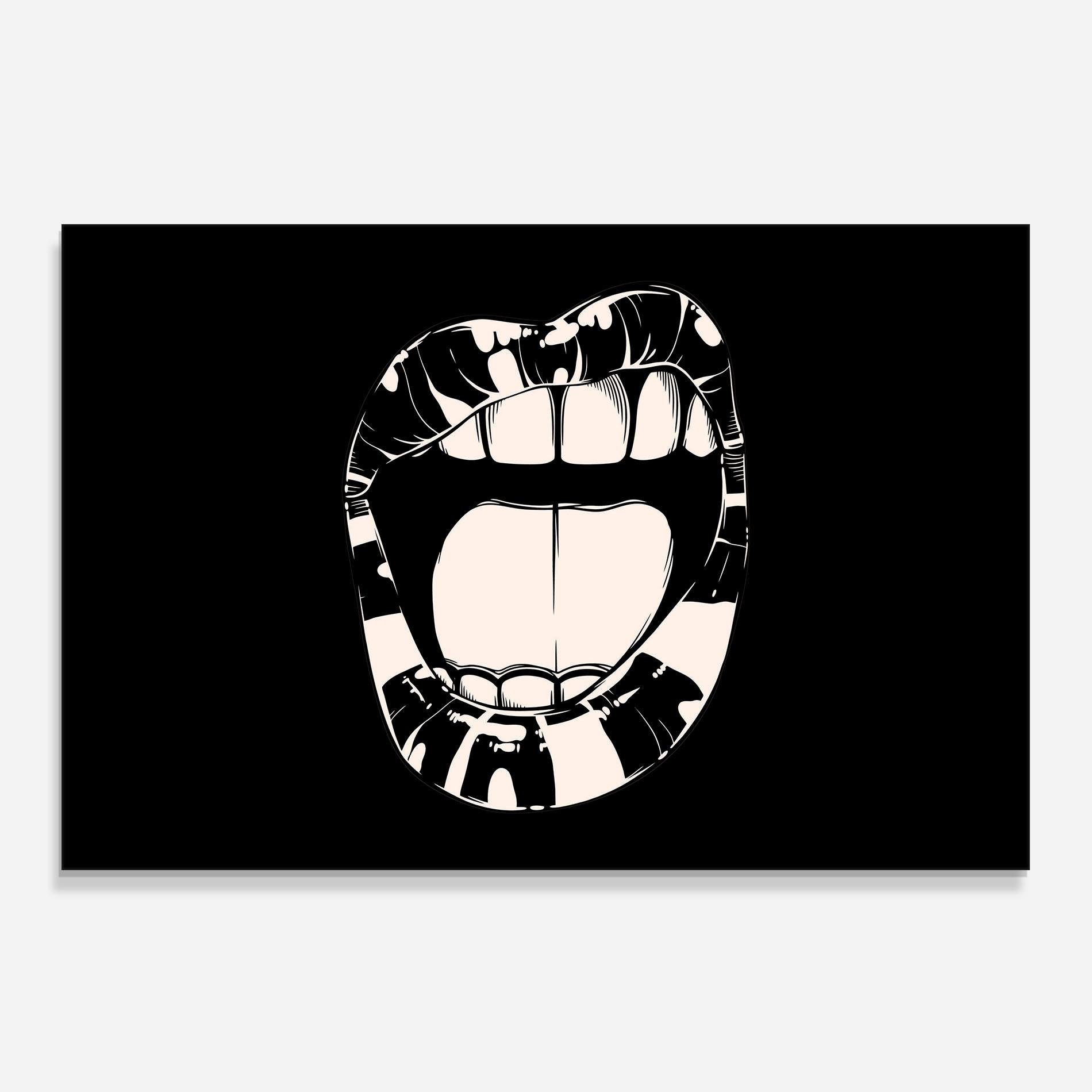 Стъклен панел за кухня Big Lips On Black mockup 0