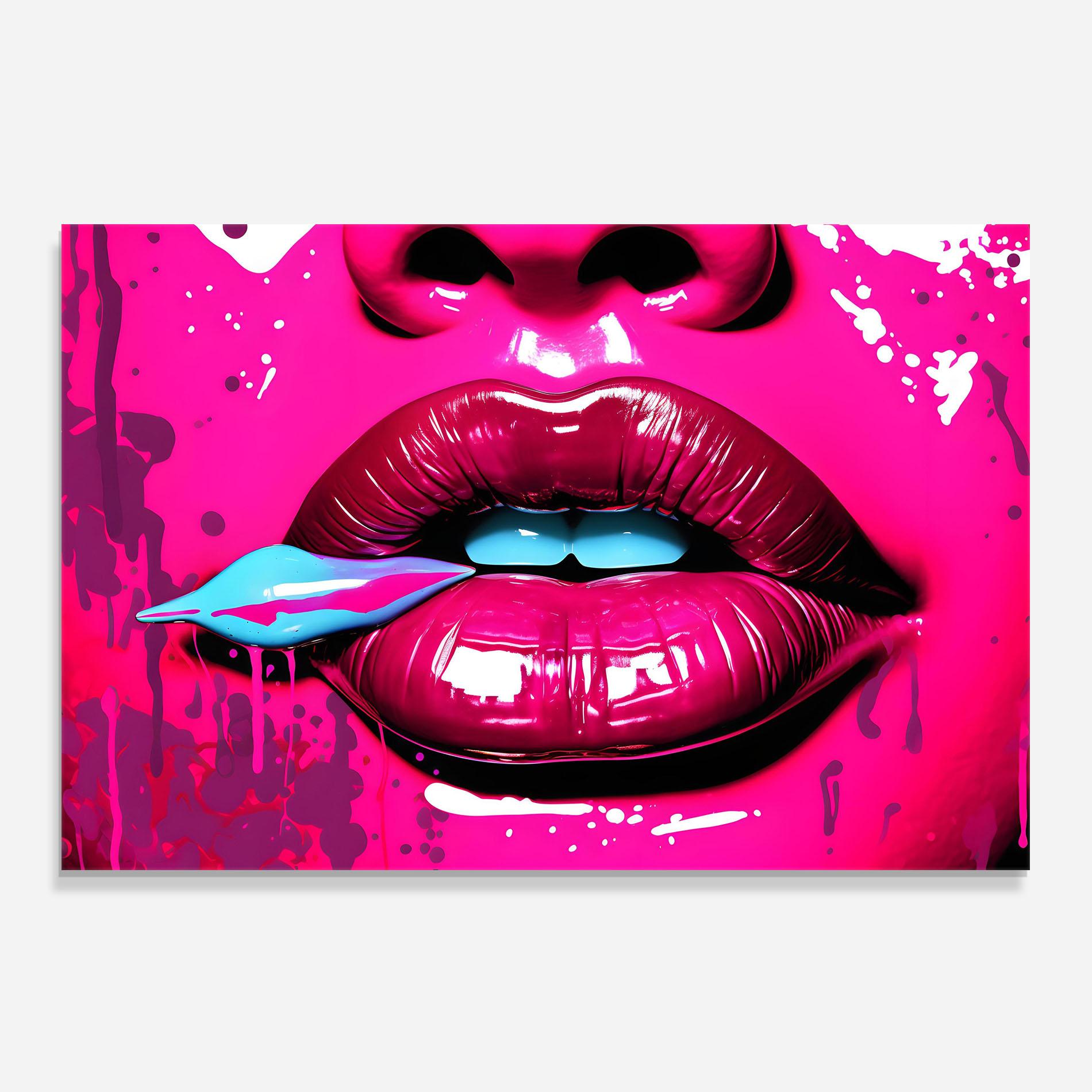 Стъклен панел за кухня Dark Pink Lips Art mockup 0