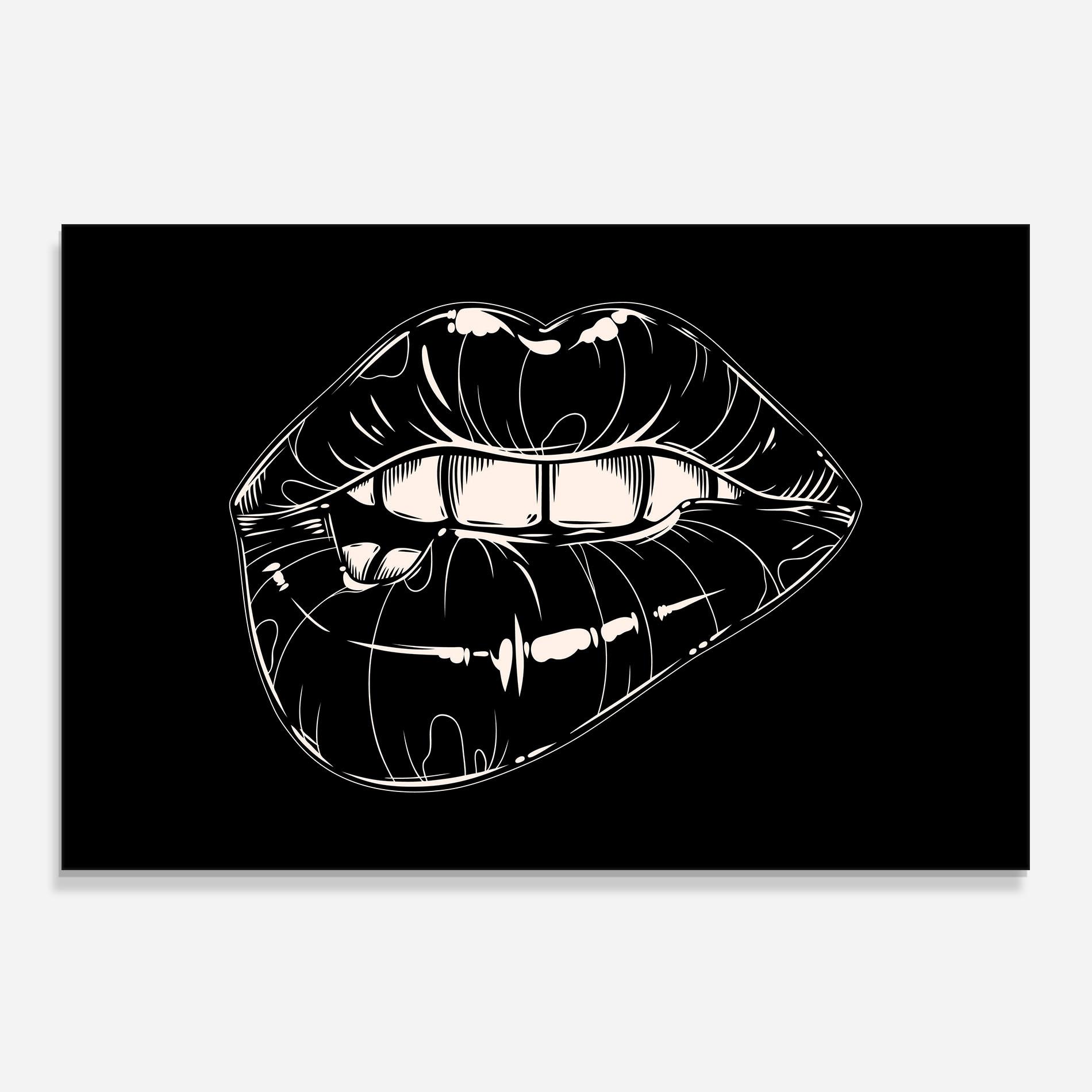 Стъклен панел за кухня Lips On Black Art mockup 0