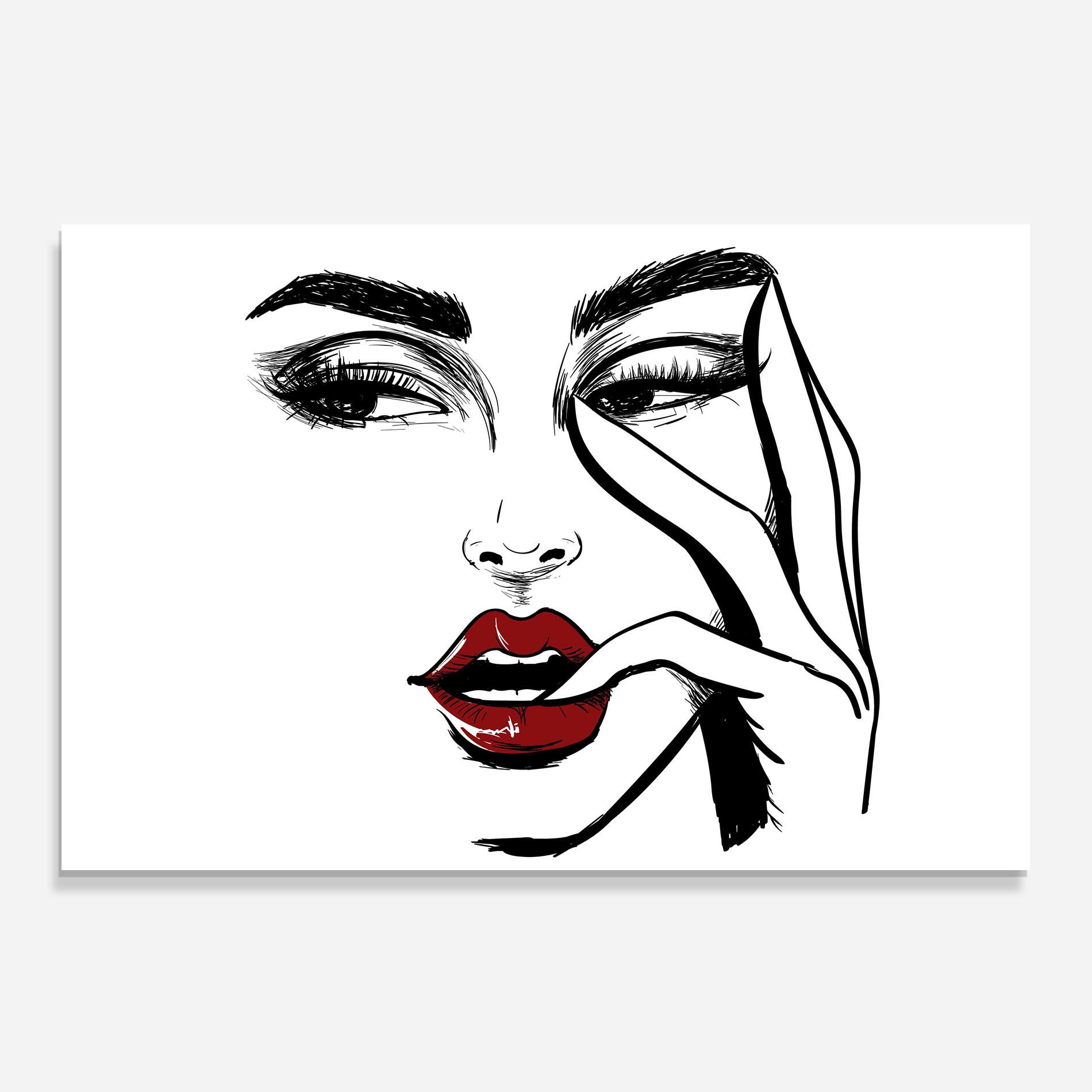 Стъклен панел за кухня Red Lips Looking mockup 0