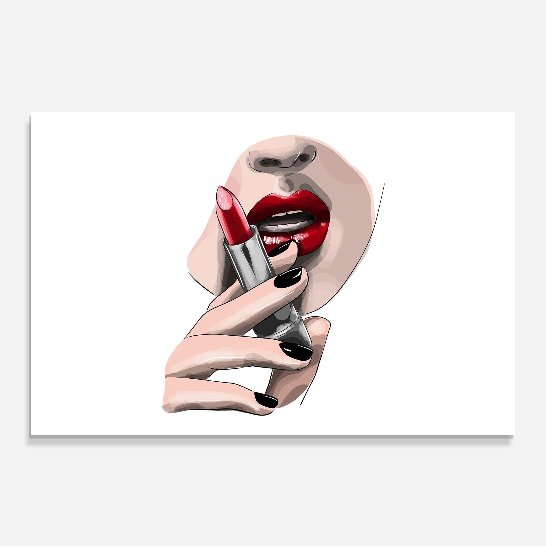 Стъклен панел за кухня Red Lipstick mockup 0