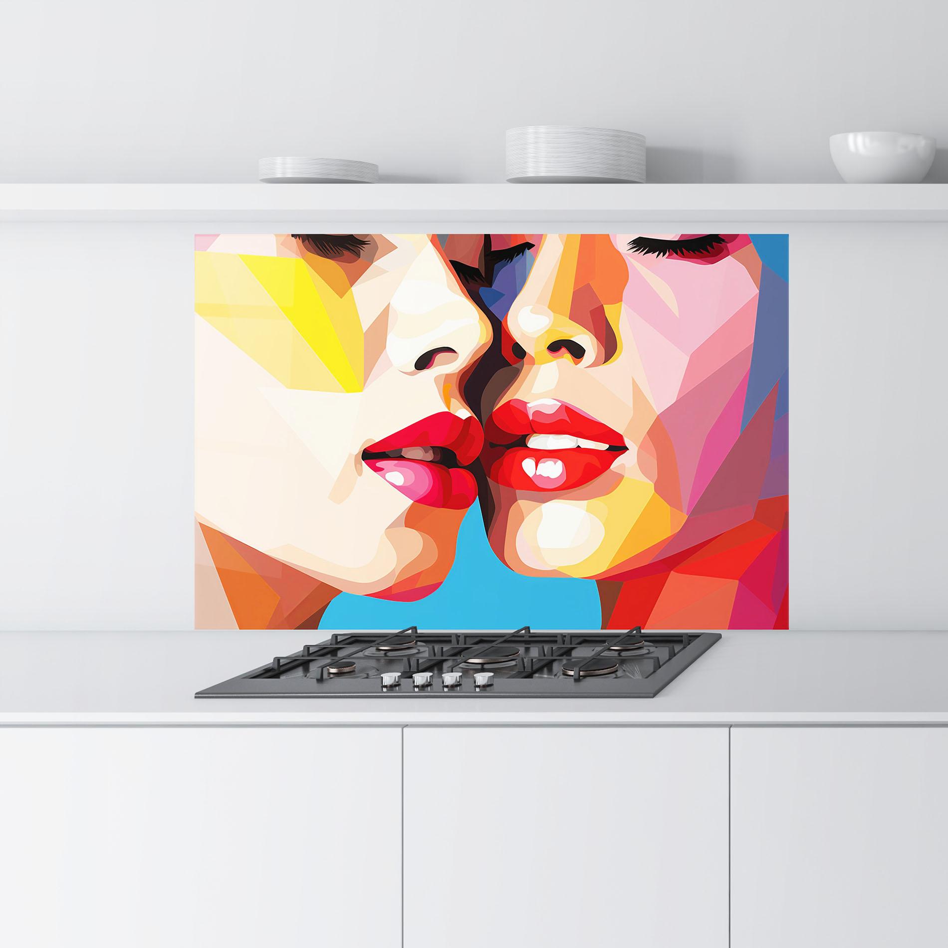 Стъклен панел за кухня Lips Kissing mockup 9
