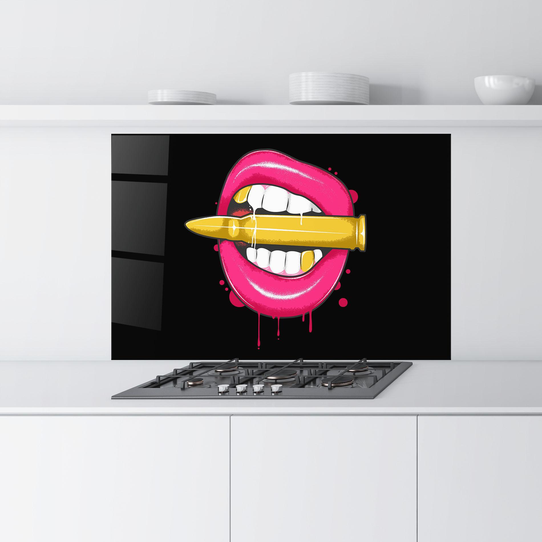 Стъклен панел за кухня Pink Bullet Lips mockup 9