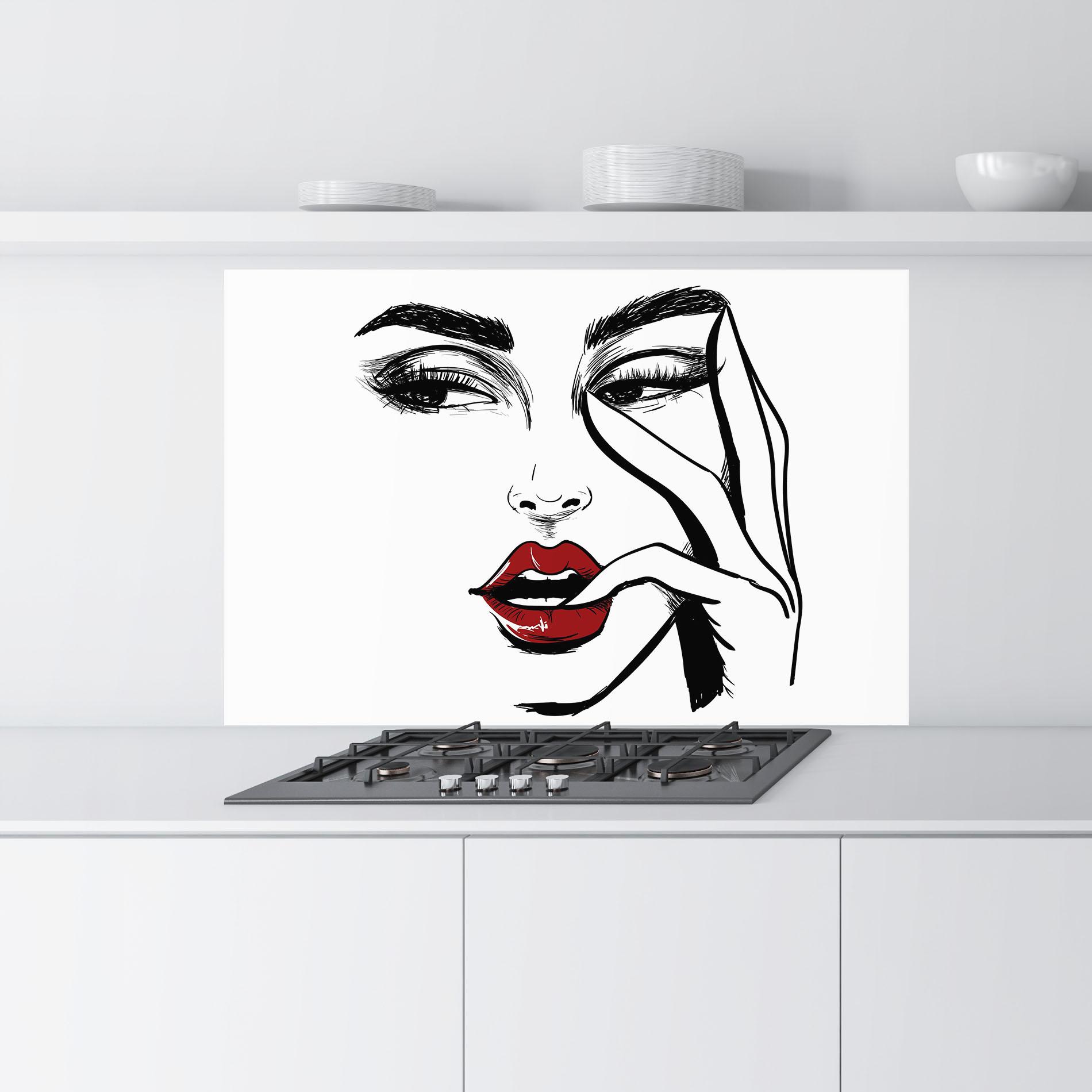 Стъклен панел за кухня Red Lips Looking mockup 9