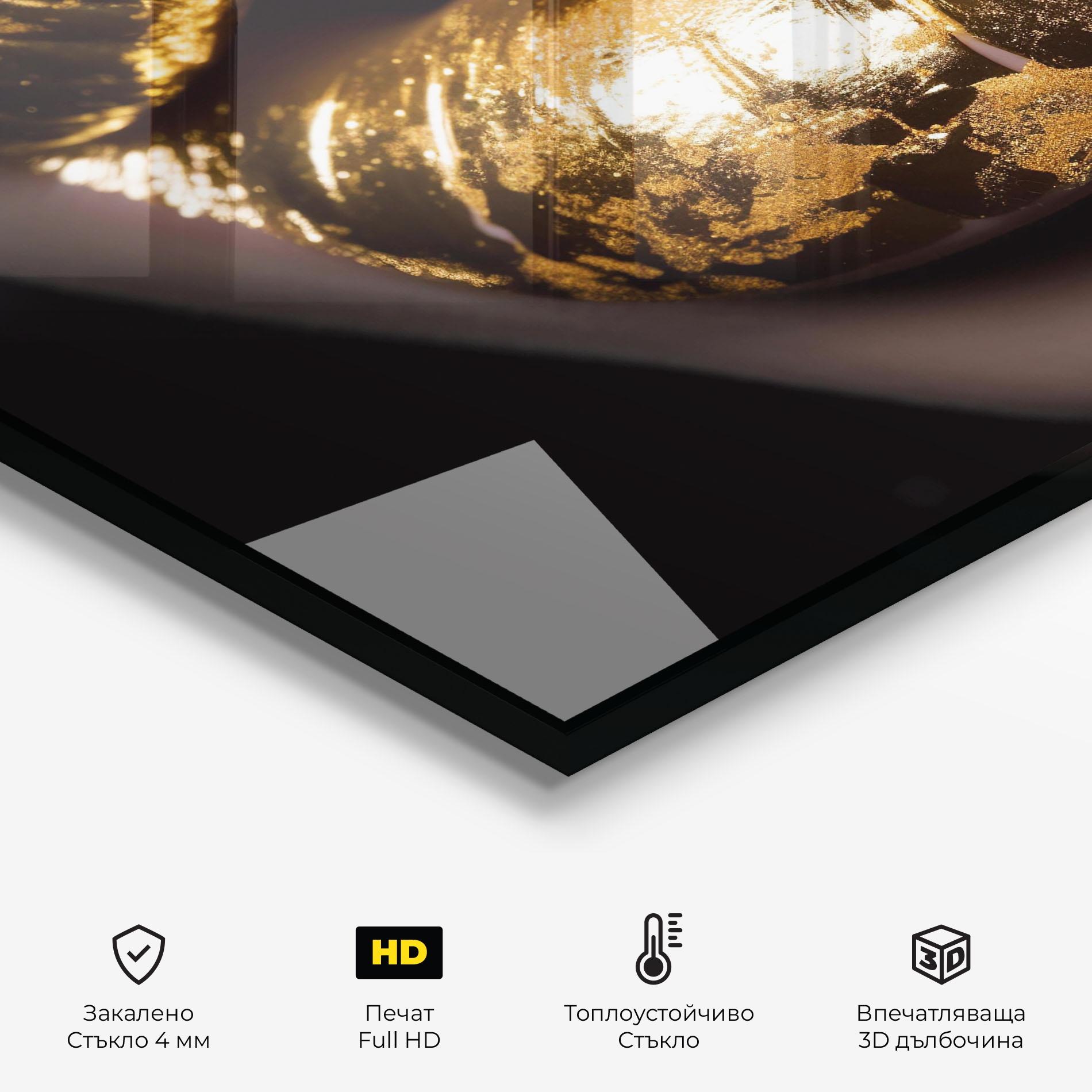 Стъклен панел за кухня Big Gold Lips mockup 2