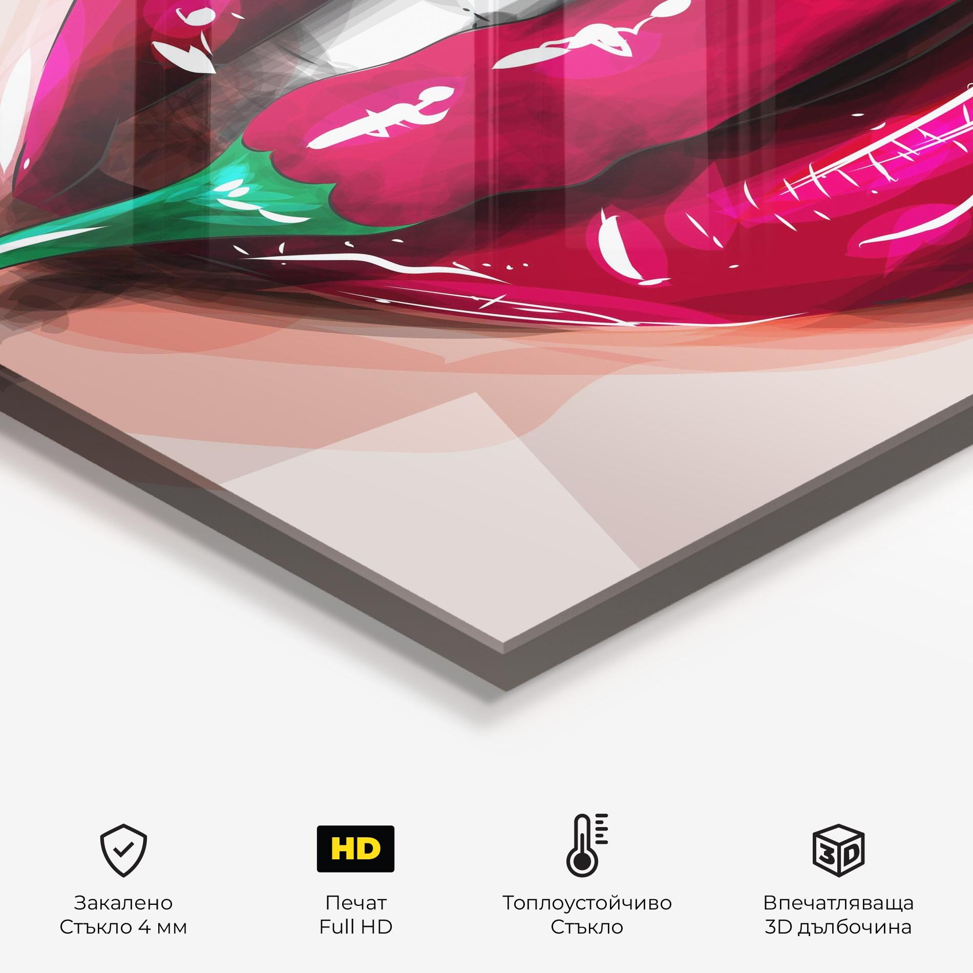 Стъклен панел за кухня Chilli Lips mockup 2