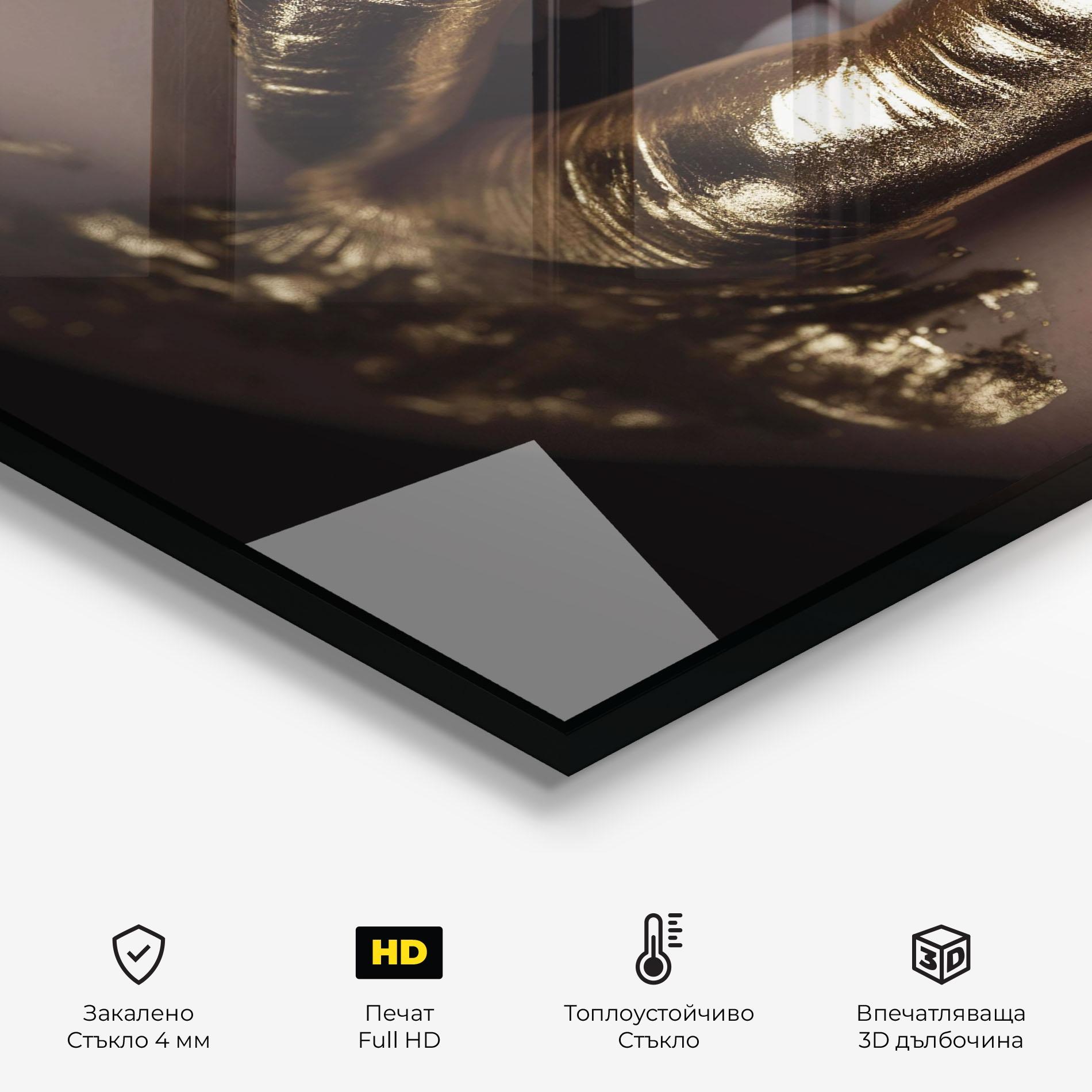 Стъклен панел за кухня Gold Lips mockup 2