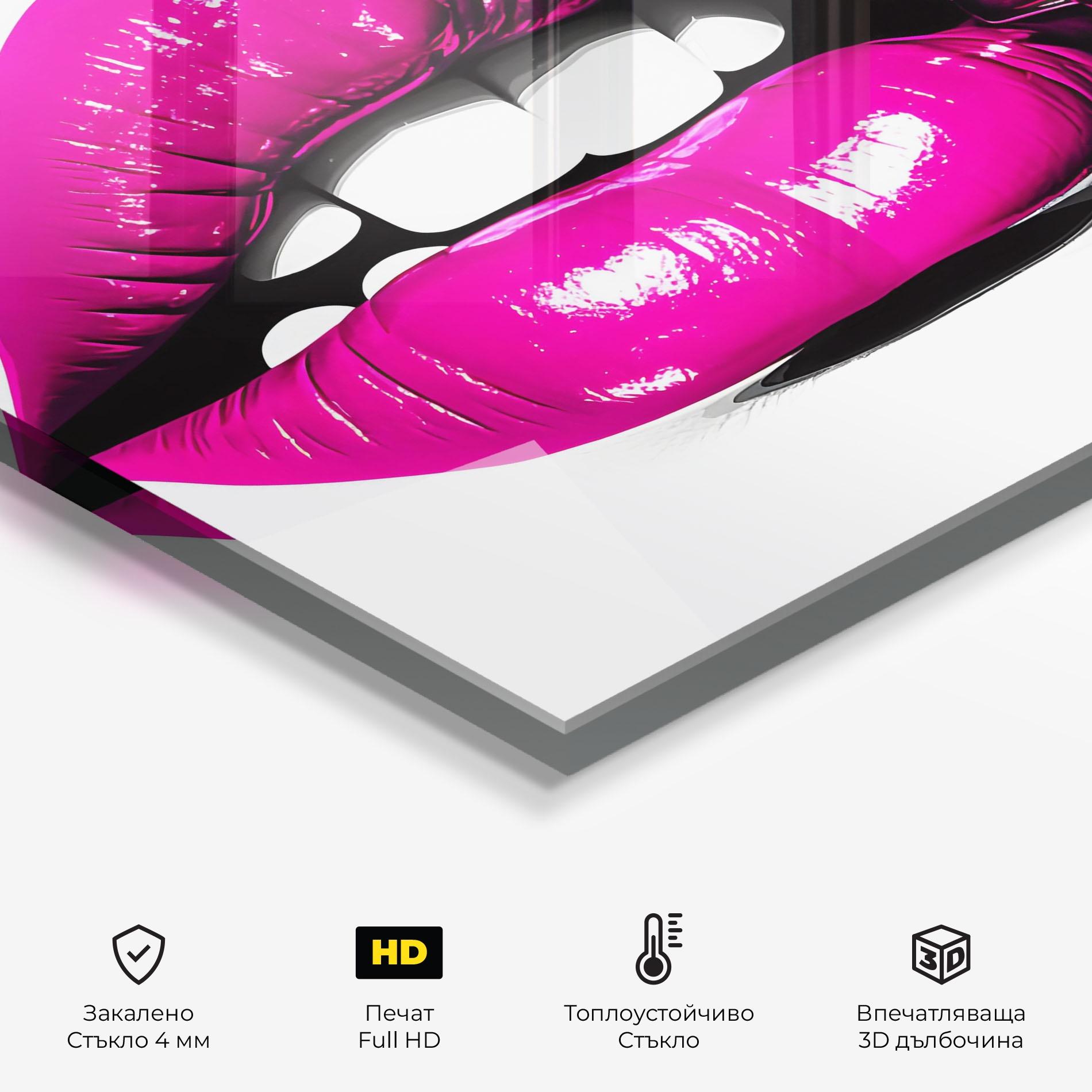 Стъклен панел за кухня Hot Pink Lips mockup 2