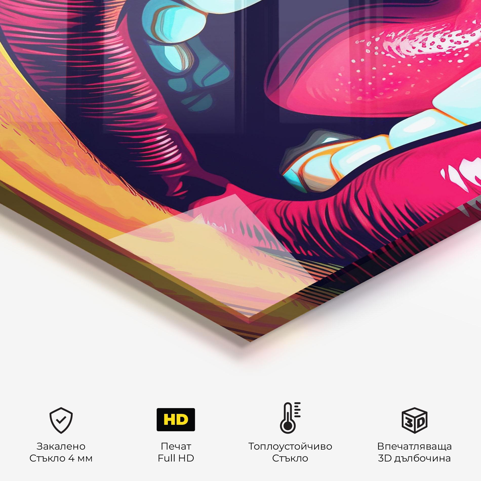 Стъклен панел за кухня Lips Pop Art mockup 2