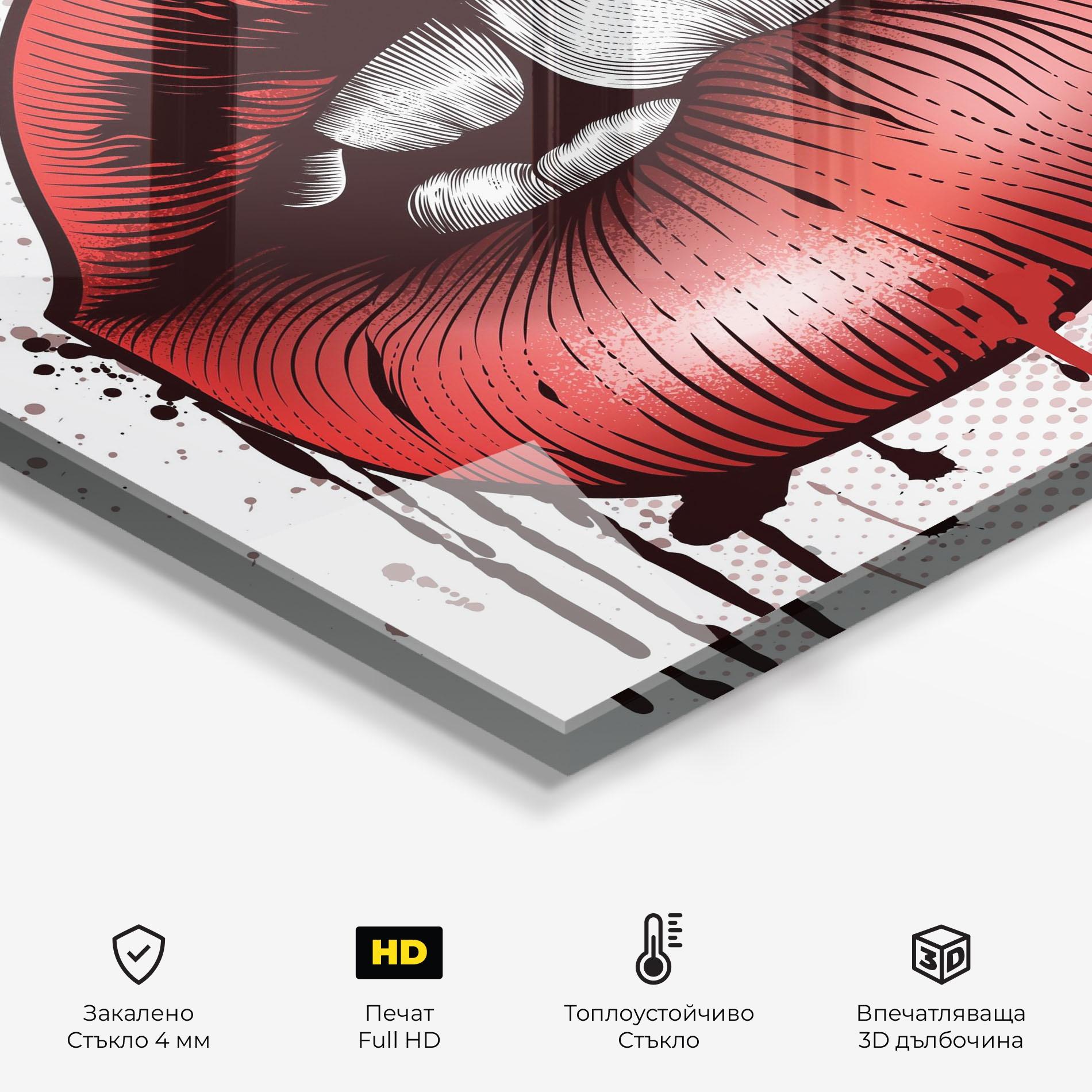 Стъклен панел за кухня Lips Pop Artistic mockup 2