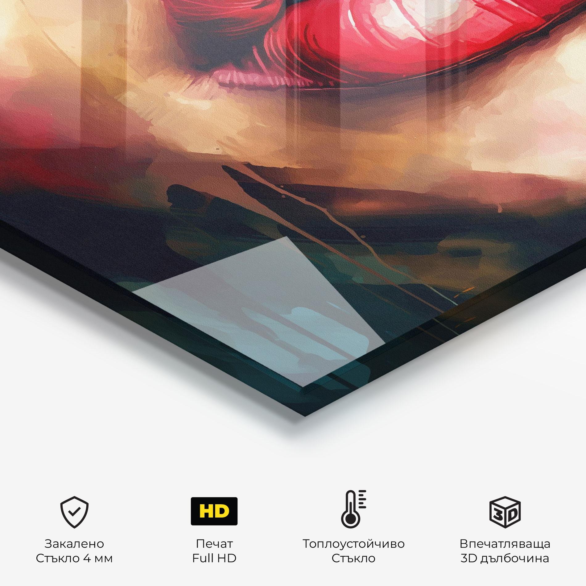 Стъклен панел за кухня Painting Texture Lips mockup 2