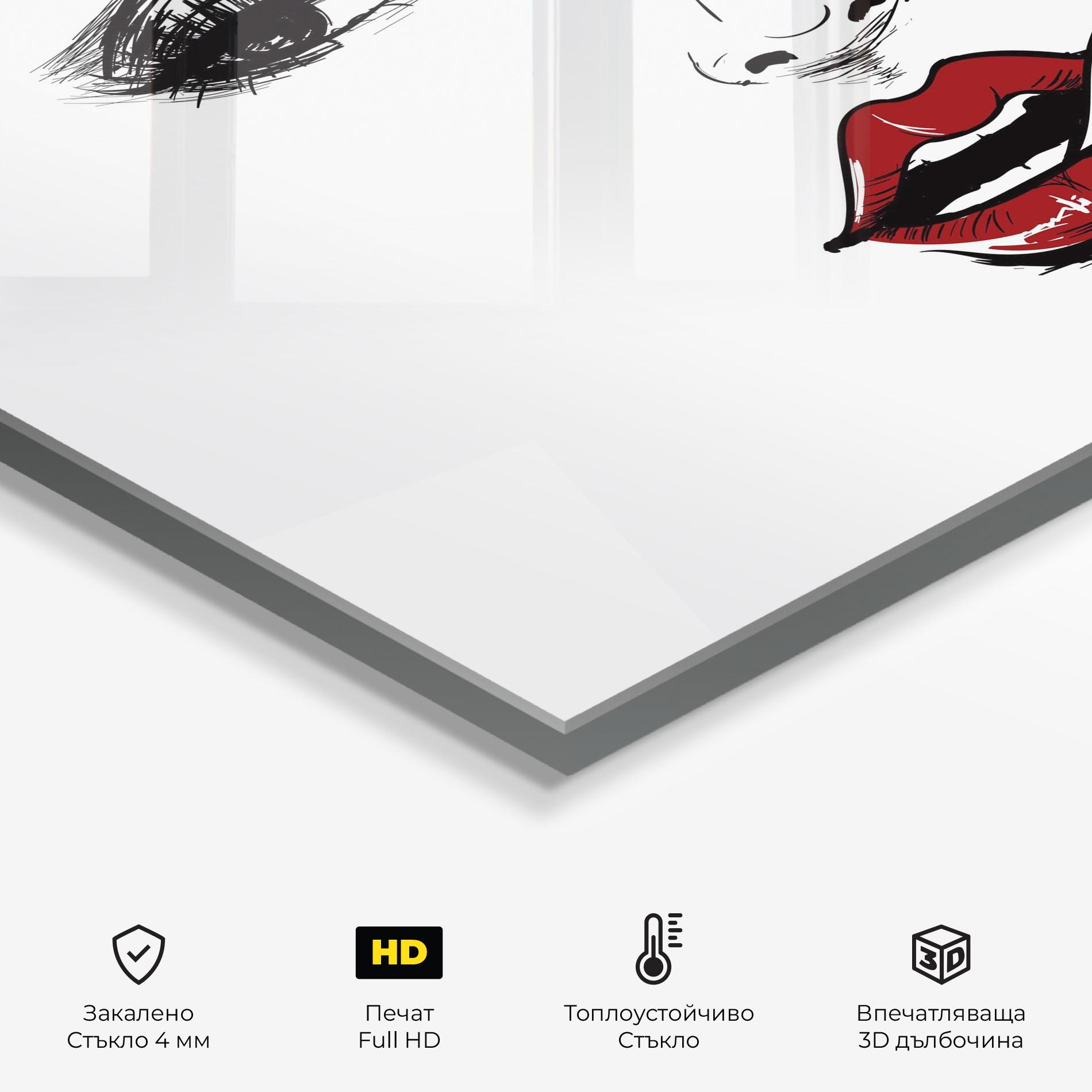 Стъклен панел за кухня Red Lips Looking mockup 2