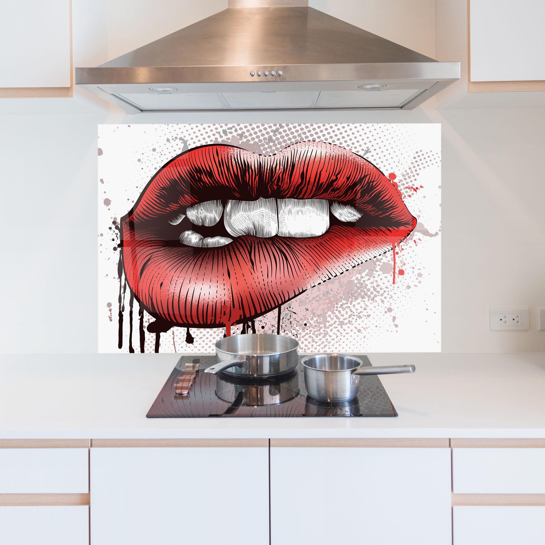 Стъклен панел за кухня Lips Pop Artistic mockup 5