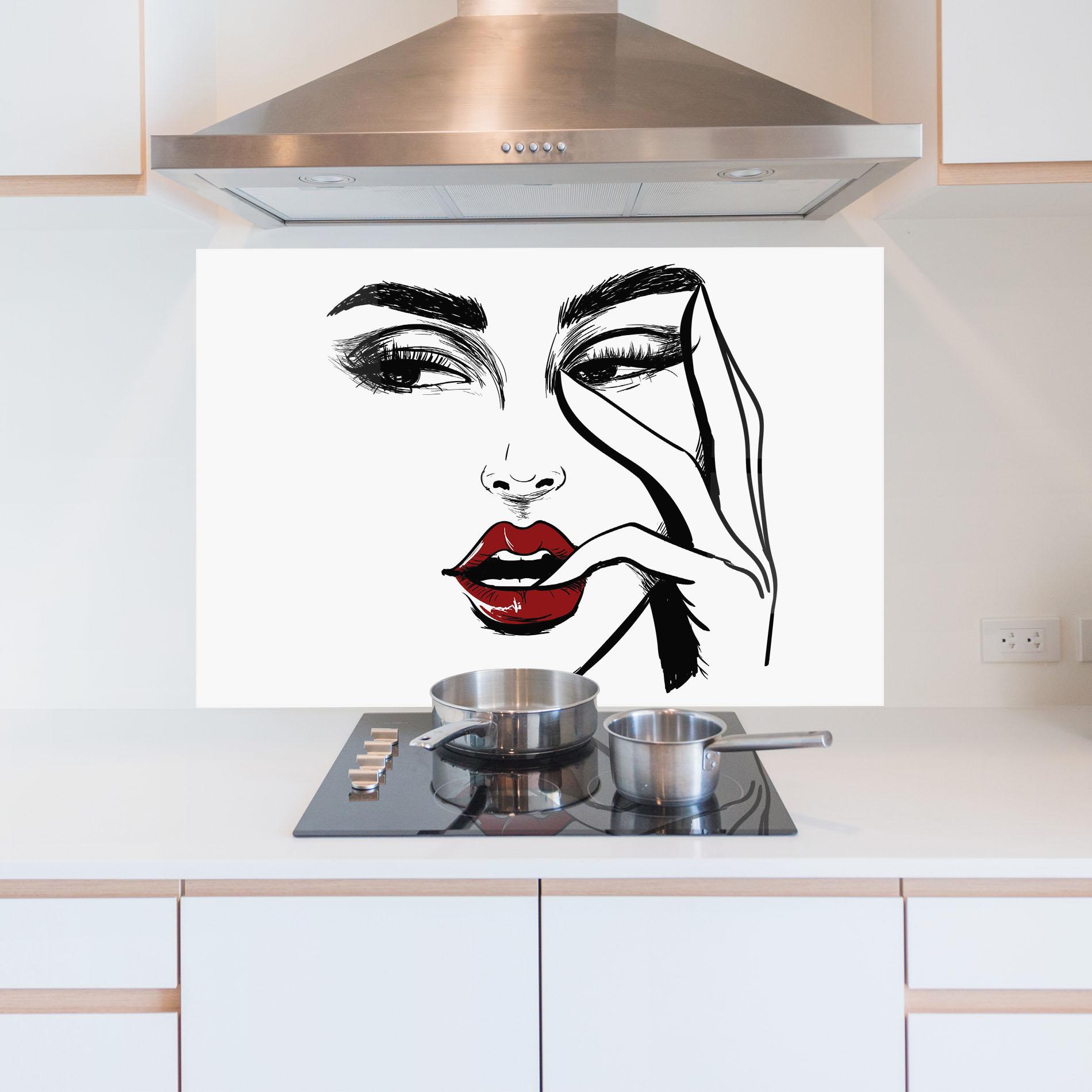 Стъклен панел за кухня Red Lips Looking mockup 5