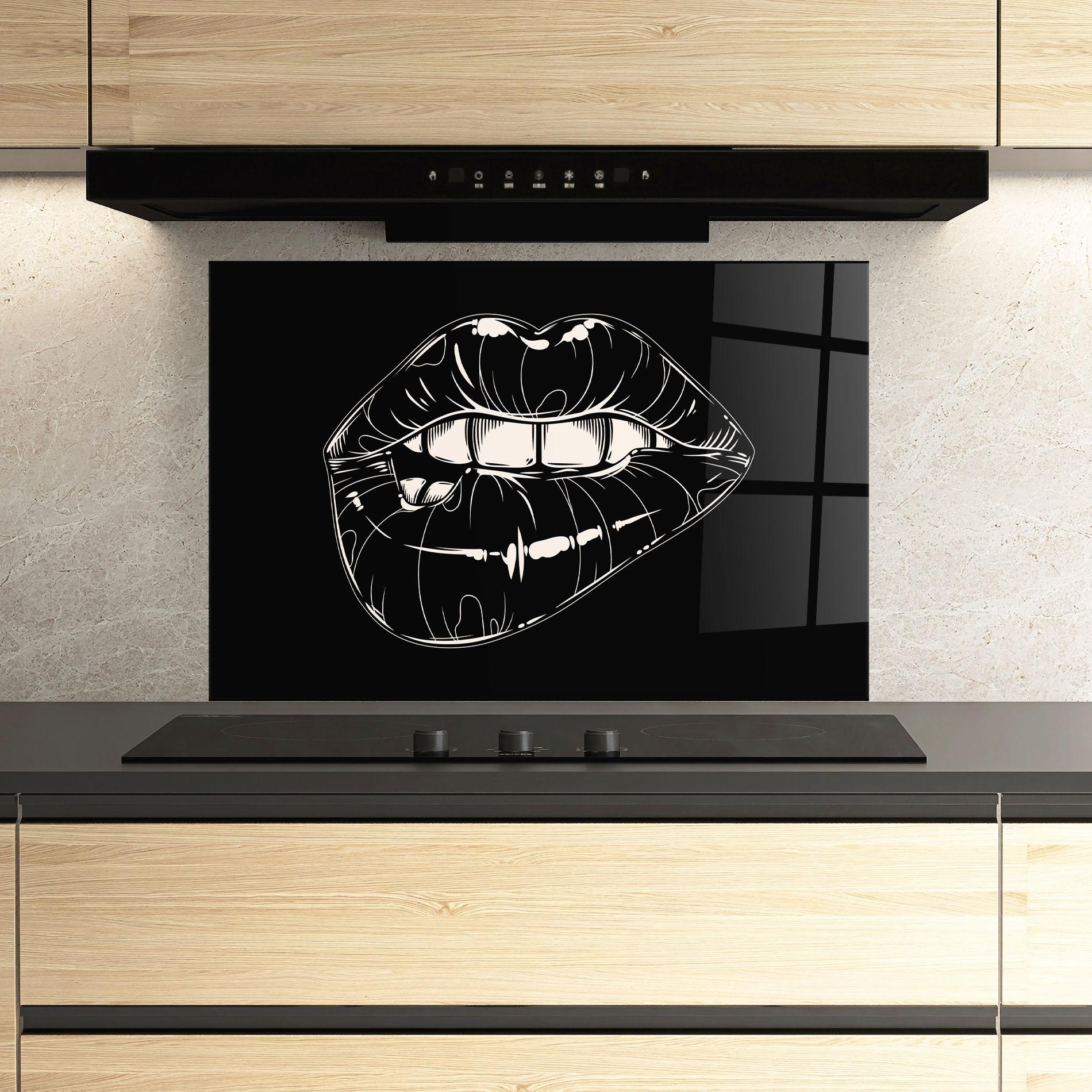 Стъклен панел за кухня Lips On Black Art mockup 3
