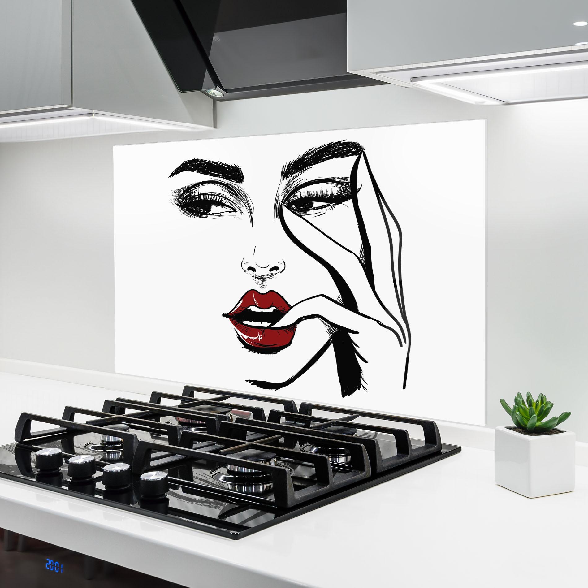 Стъклен панел за кухня Red Lips Looking mockup 6
