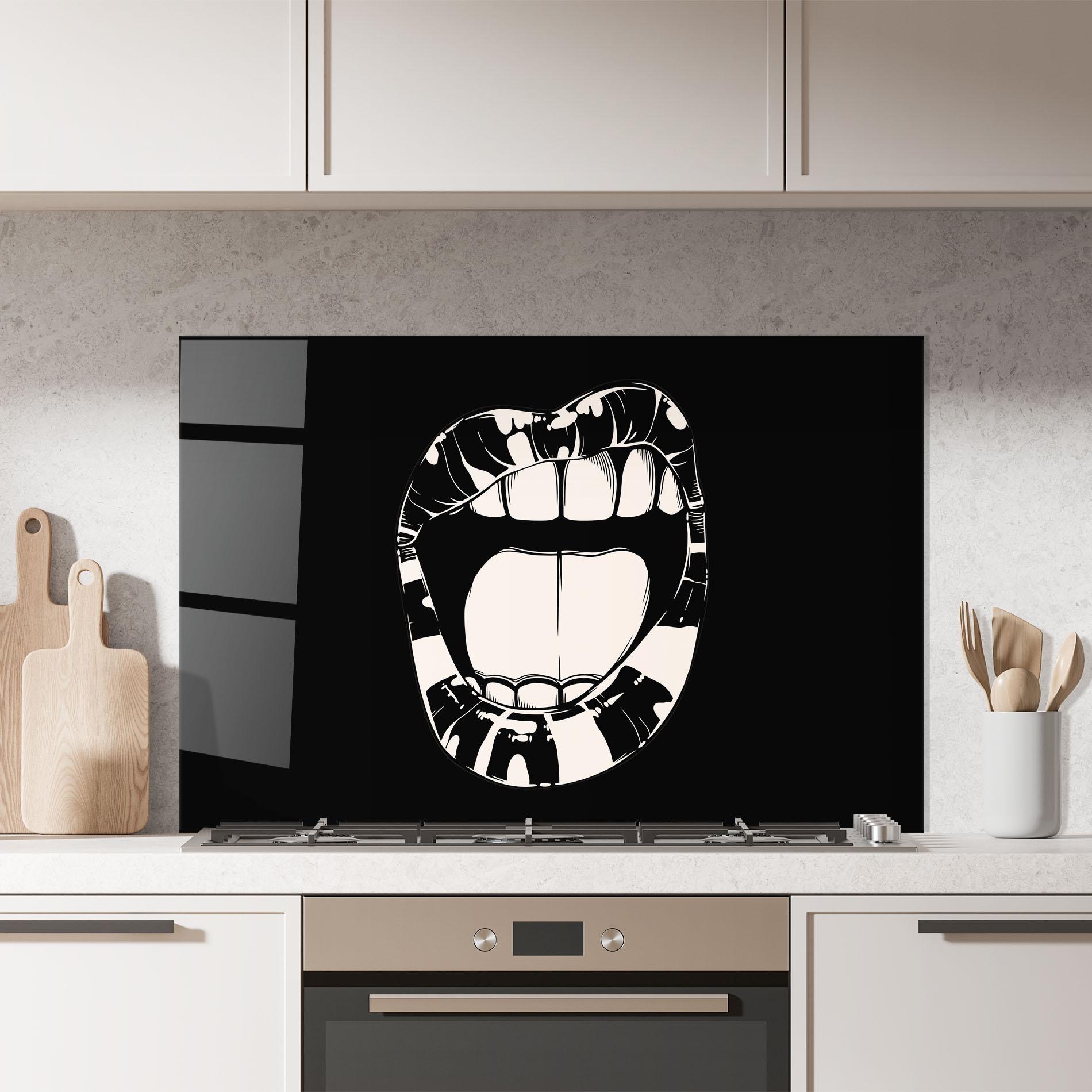 Стъклен панел за кухня Big Lips On Black mockup 7