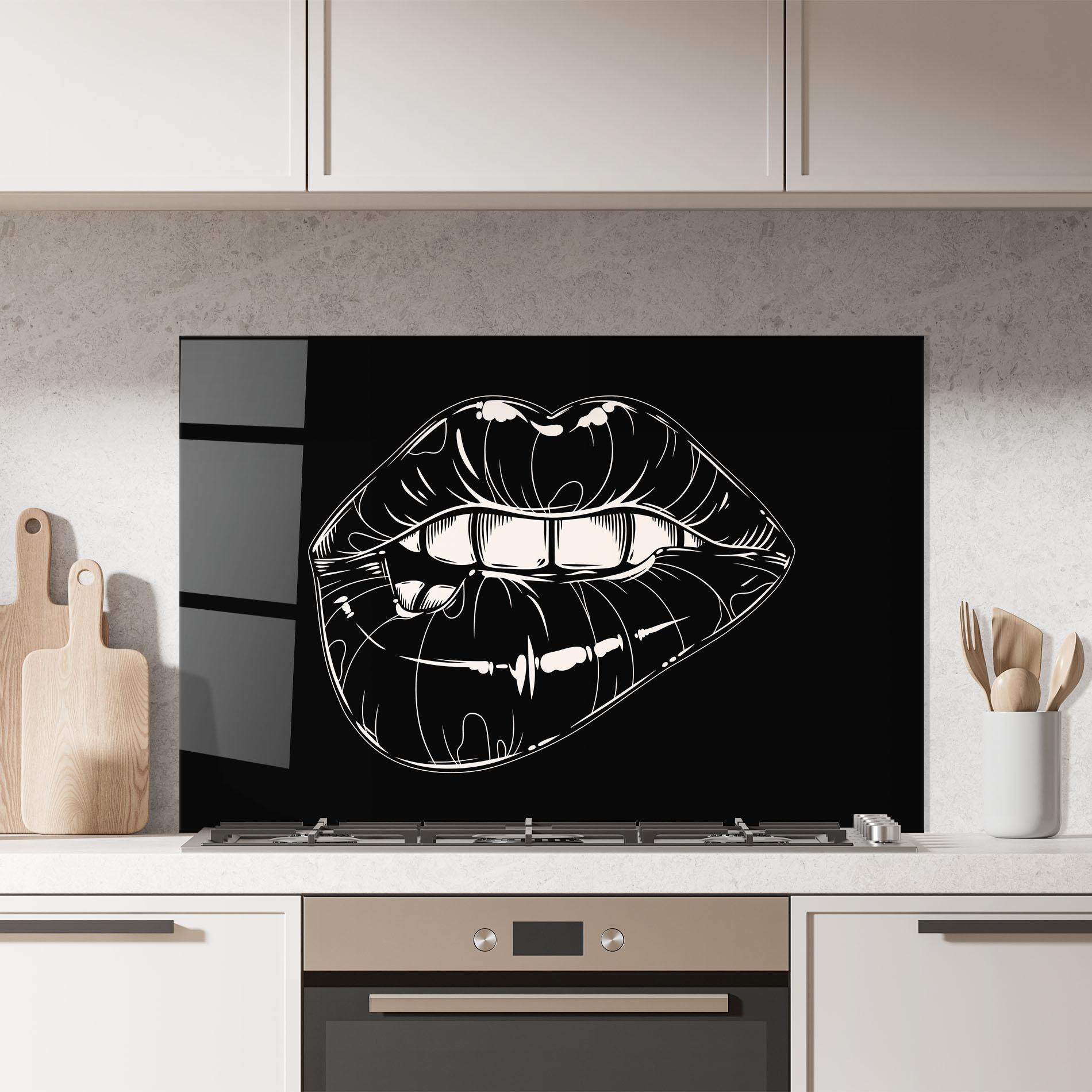 Стъклен панел за кухня Lips On Black Art mockup 7