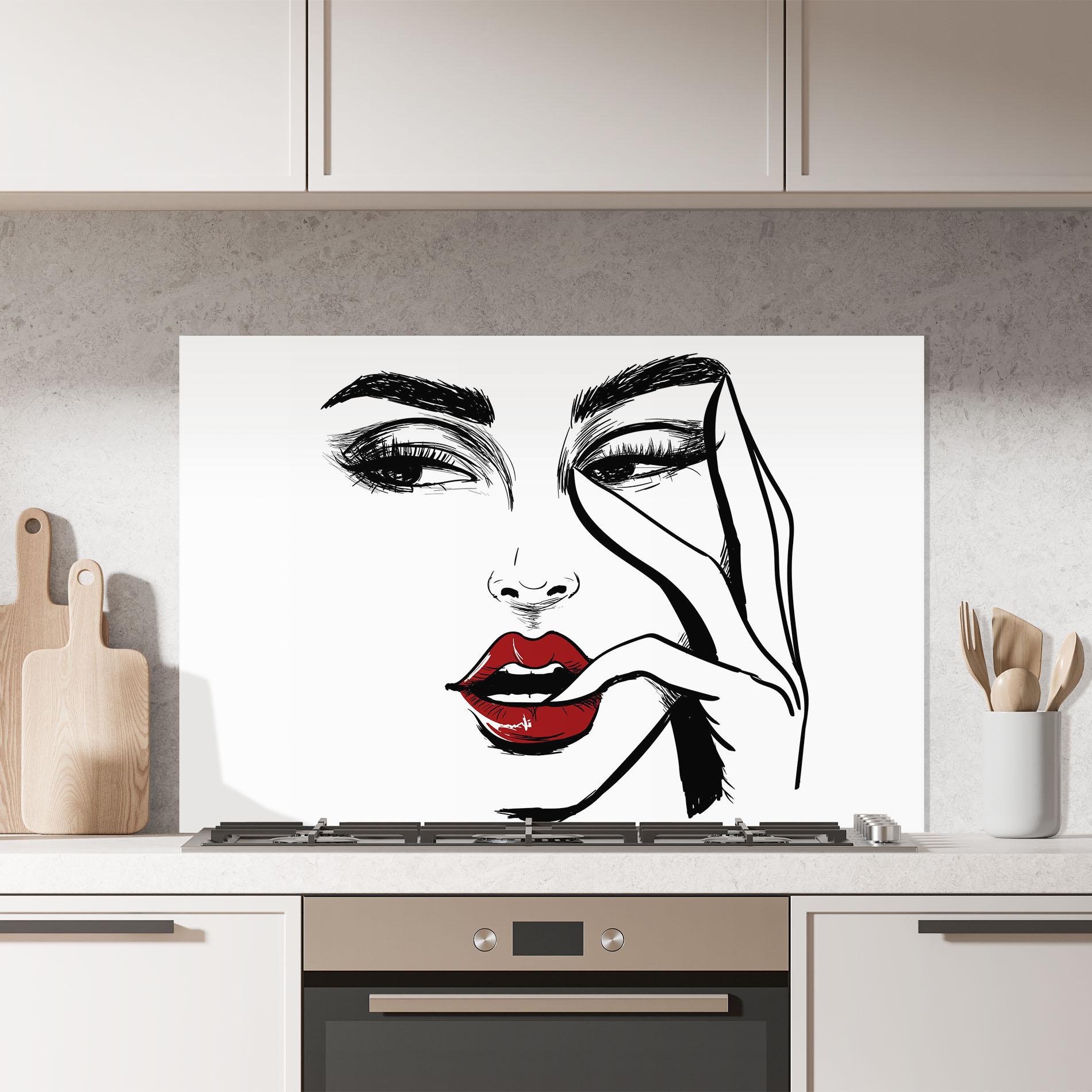 Стъклен панел за кухня Red Lips Looking mockup 7