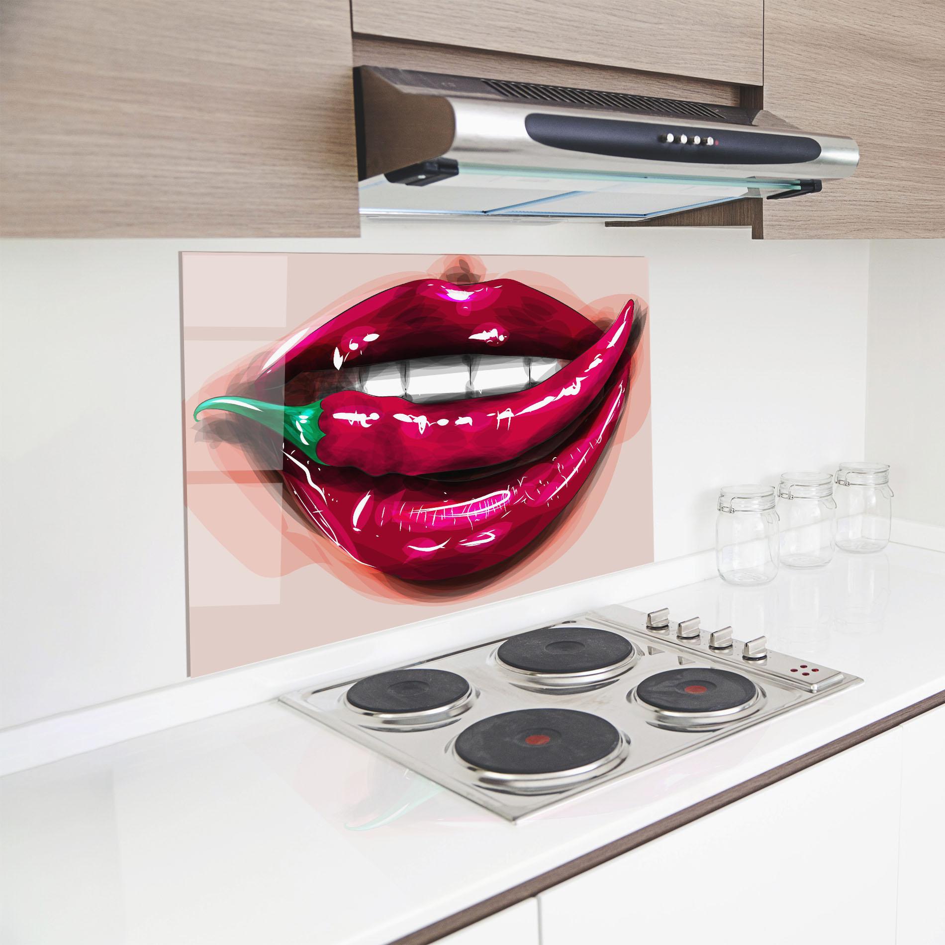 Стъклен панел за кухня Chilli Lips mockup 8