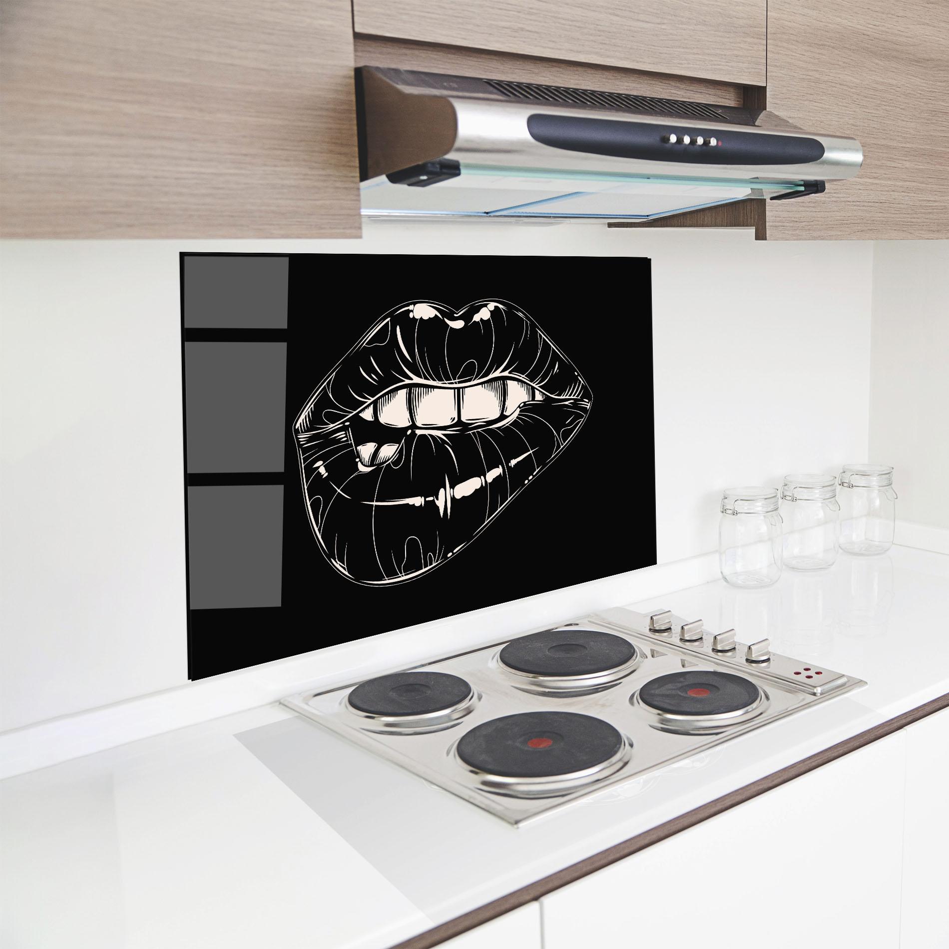 Стъклен панел за кухня Lips On Black Art mockup 8