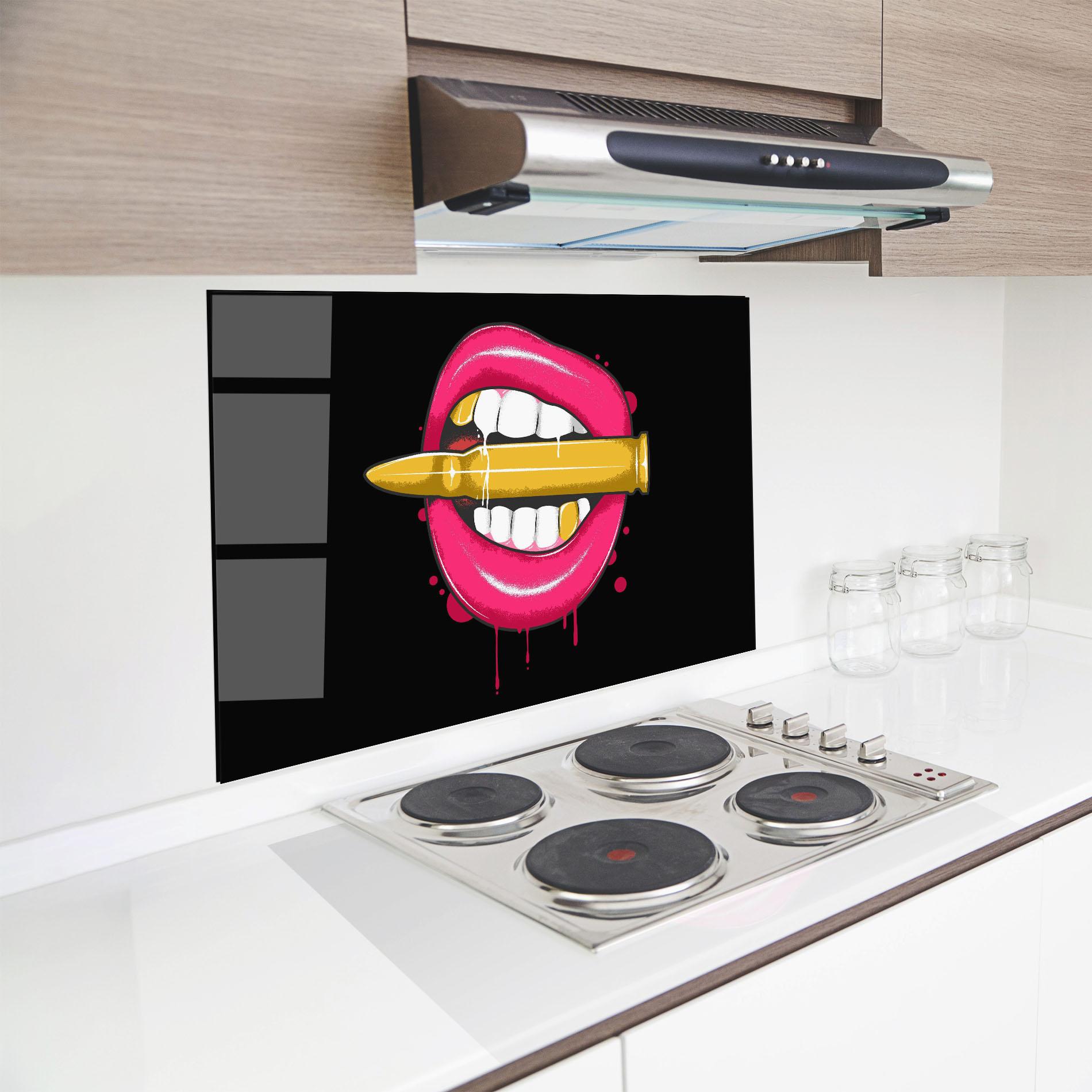 Стъклен панел за кухня Pink Bullet Lips mockup 8