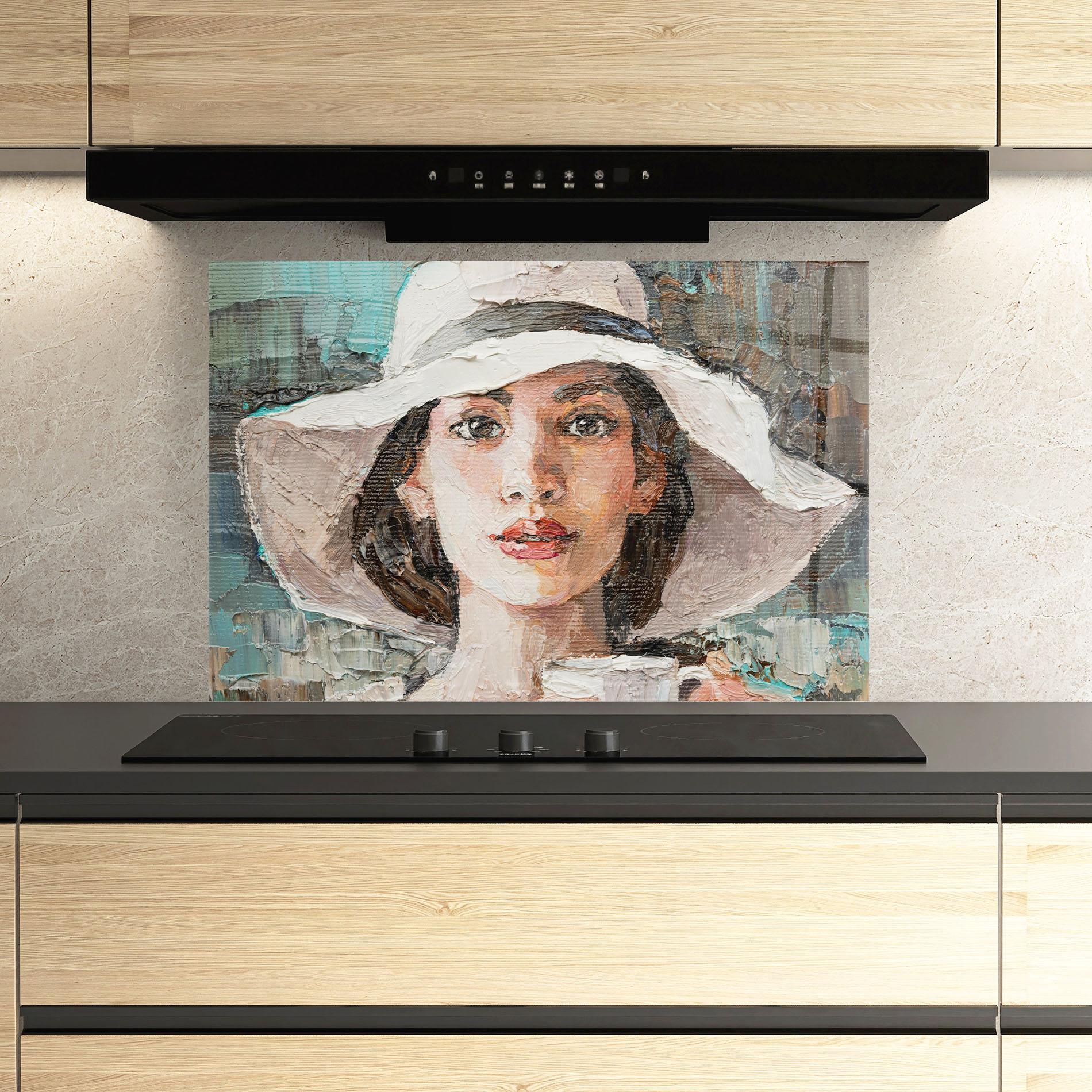 Стъклен панел за кухня White Lady mockup 3