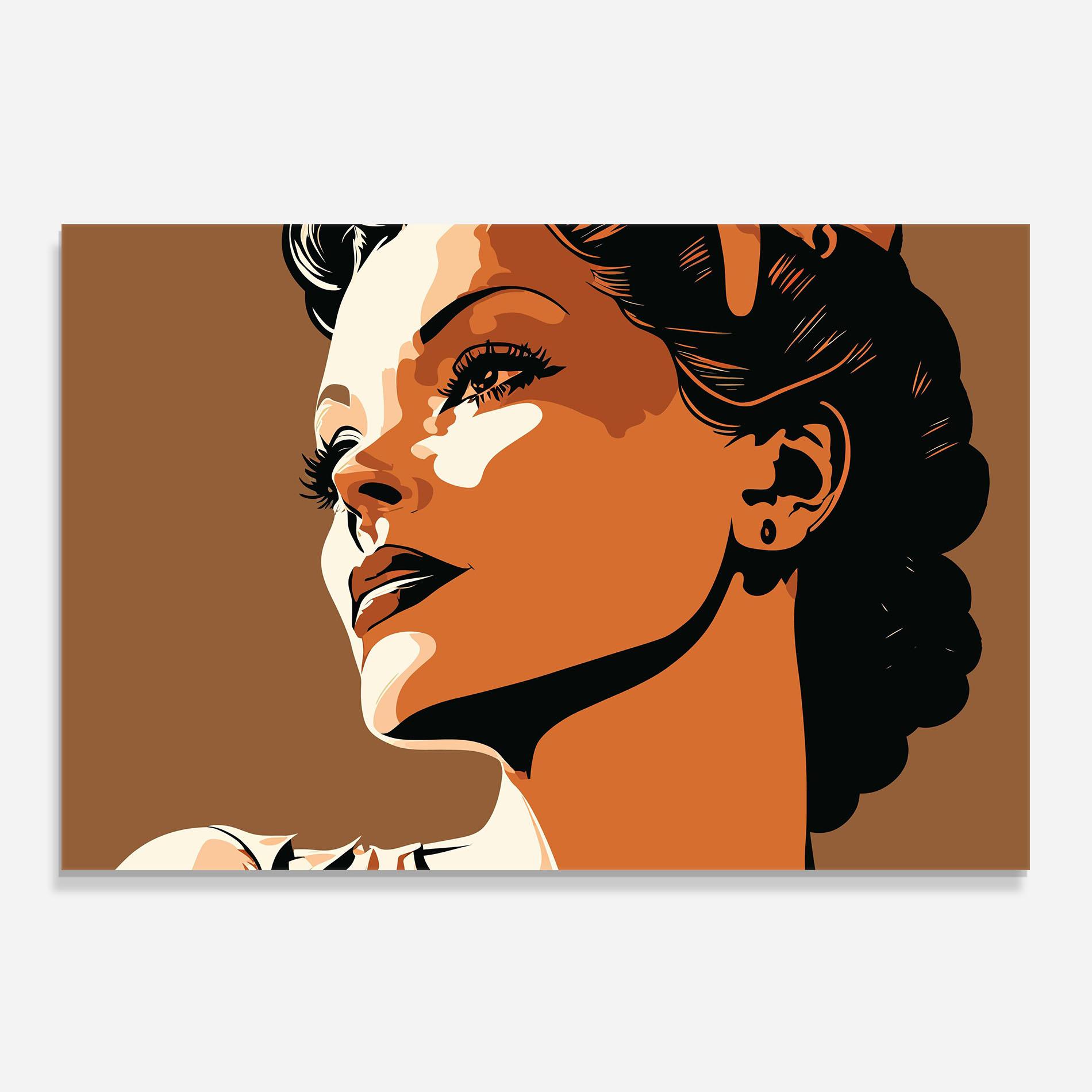 Стъклен панел за кухня Brown Portrait Lady mockup 0