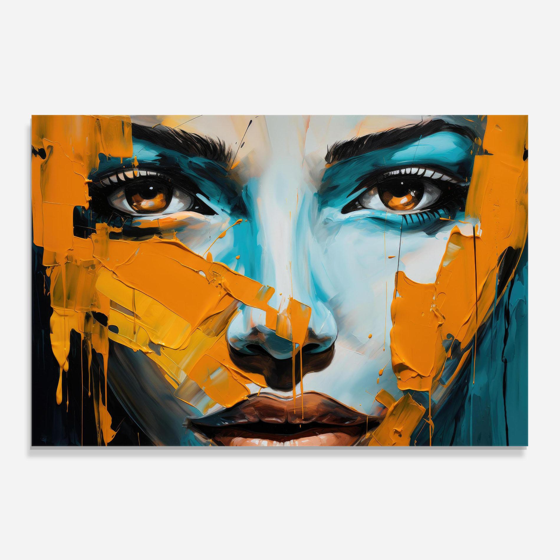 Стъклен панел за кухня Orange Paint Portrait mockup 0