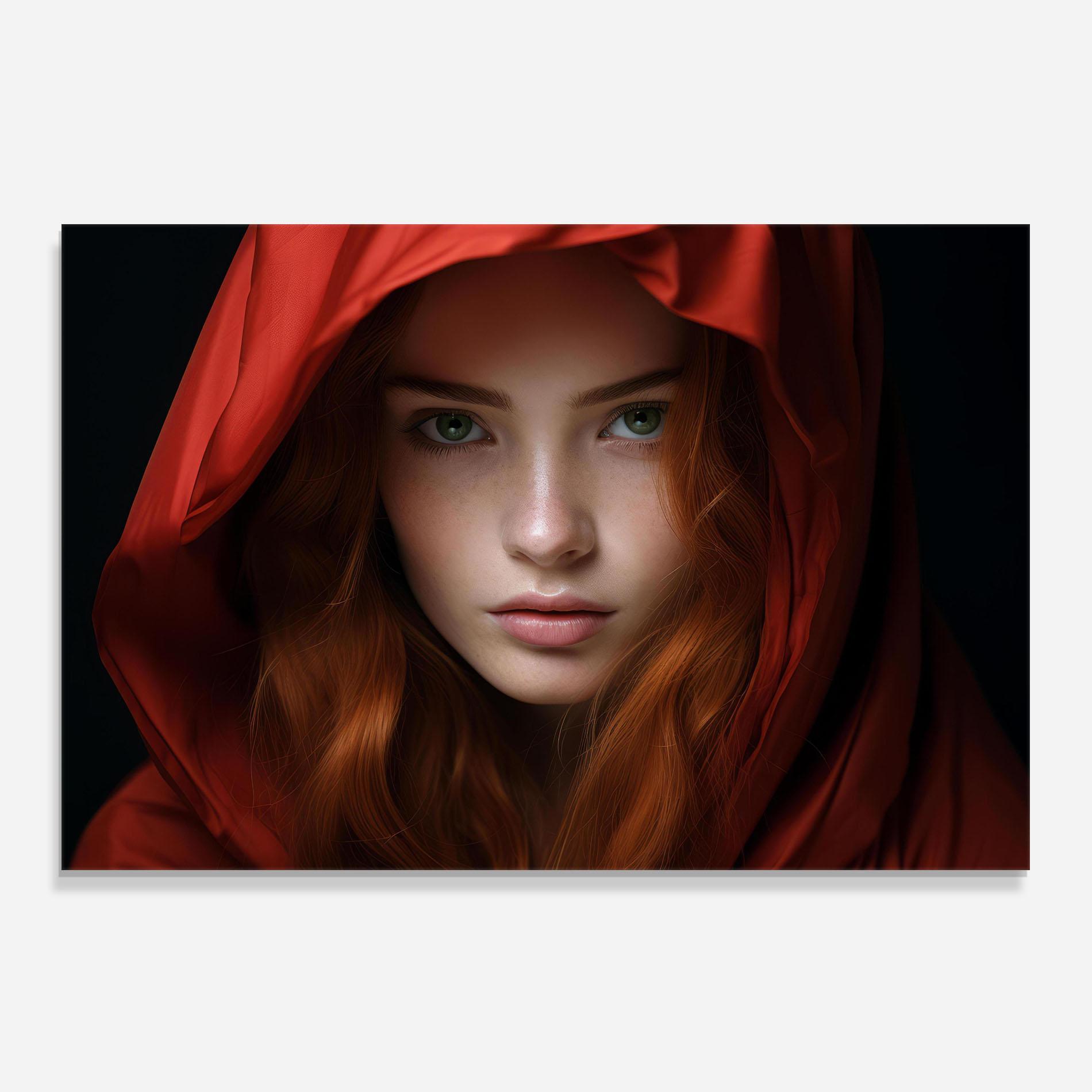 Стъклен панел за кухня Red Hood Portrait mockup 0