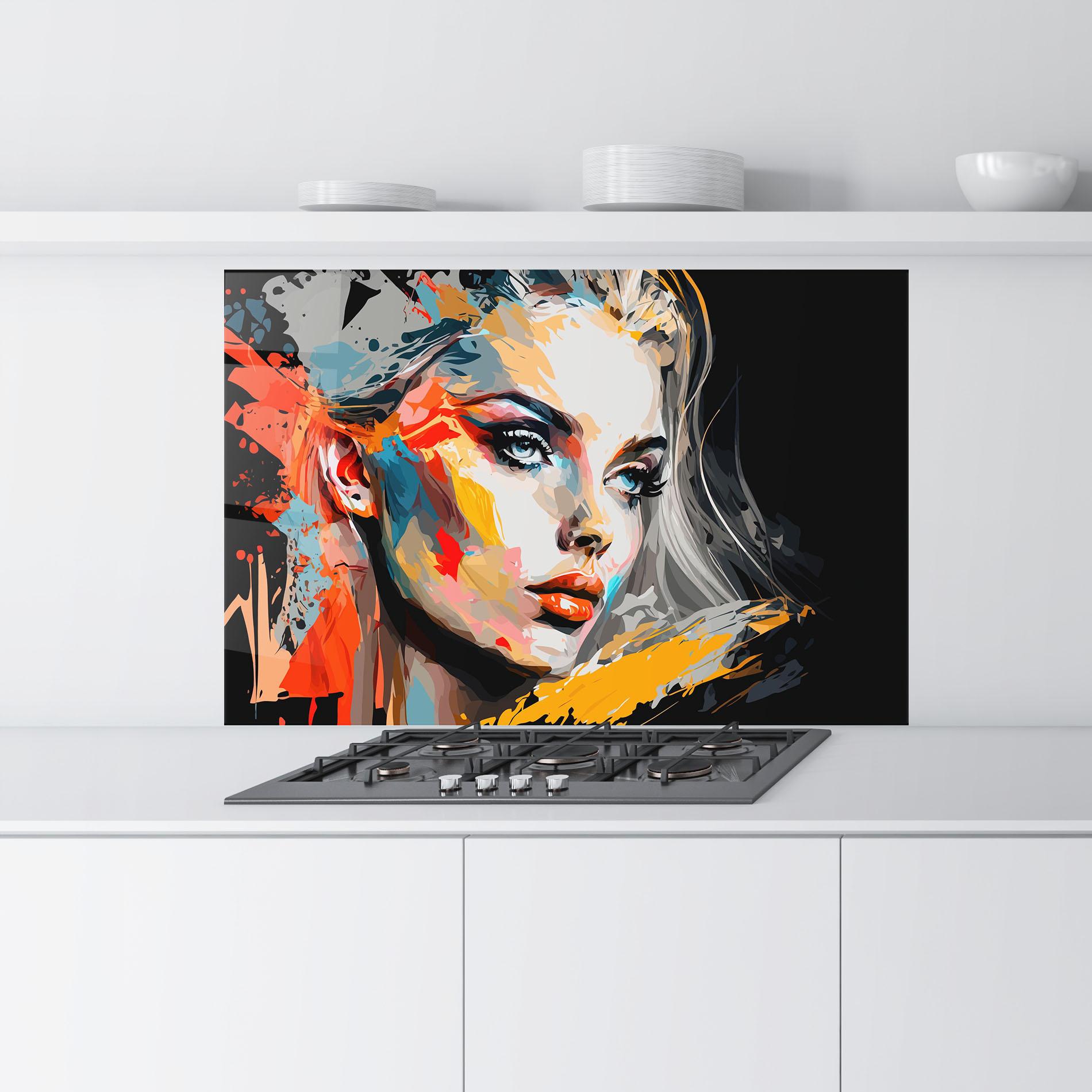 Стъклен панел за кухня Blue Eye Face mockup 9