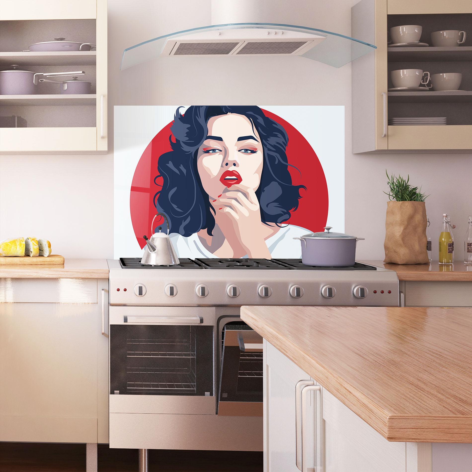 Стъклен панел за кухня Red Lips Portrait mockup 1
