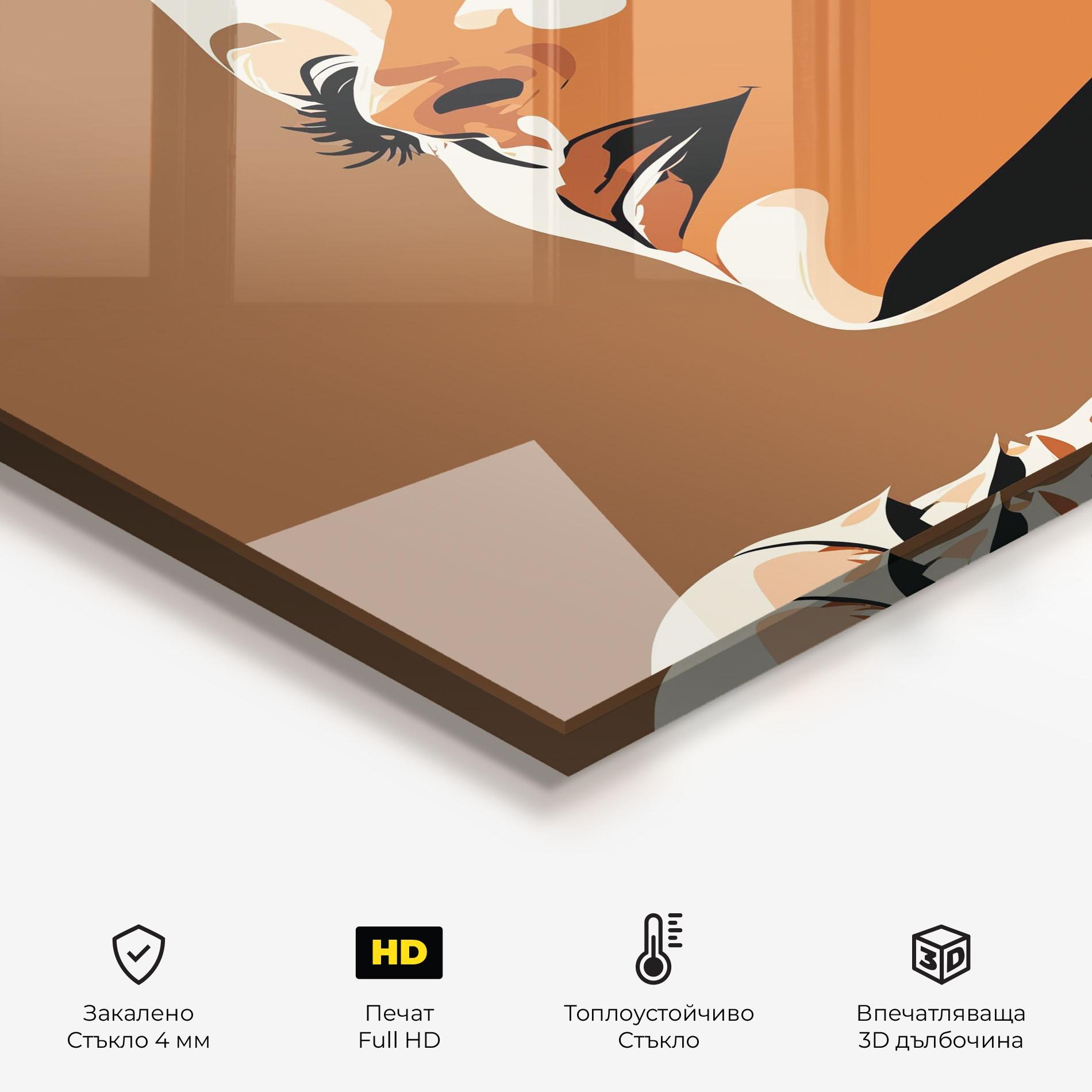 Стъклен панел за кухня Brown Portrait Lady mockup 2