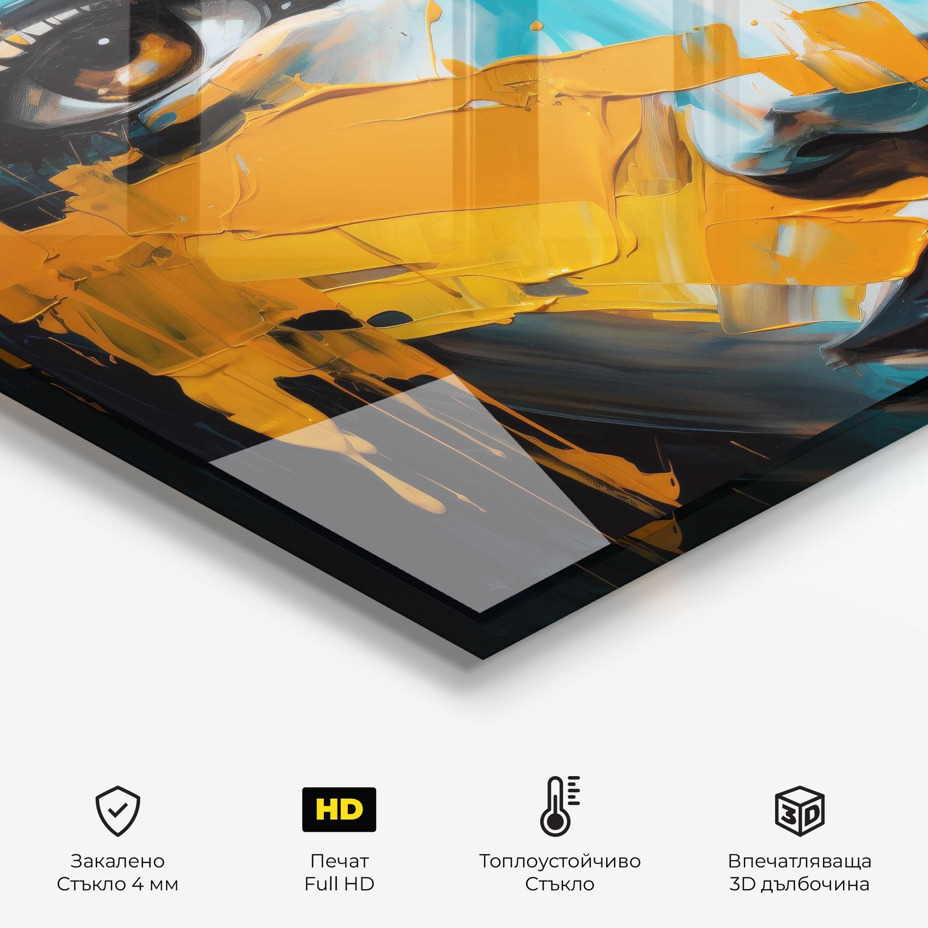 Стъклен панел за кухня Orange Paint Portrait mockup 2