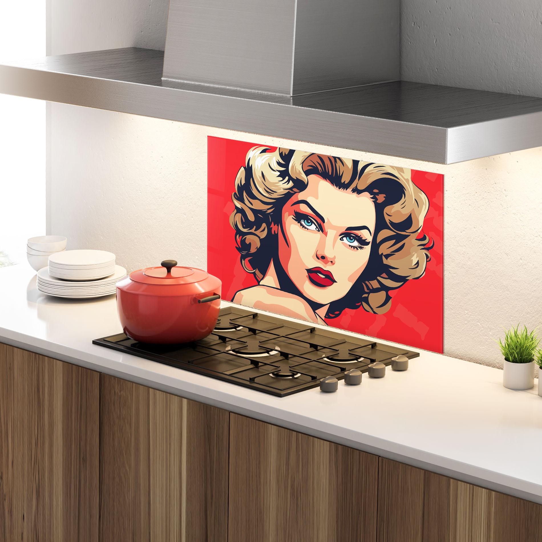 Стъклен панел за кухня Blue Eyes Portrait mockup 4