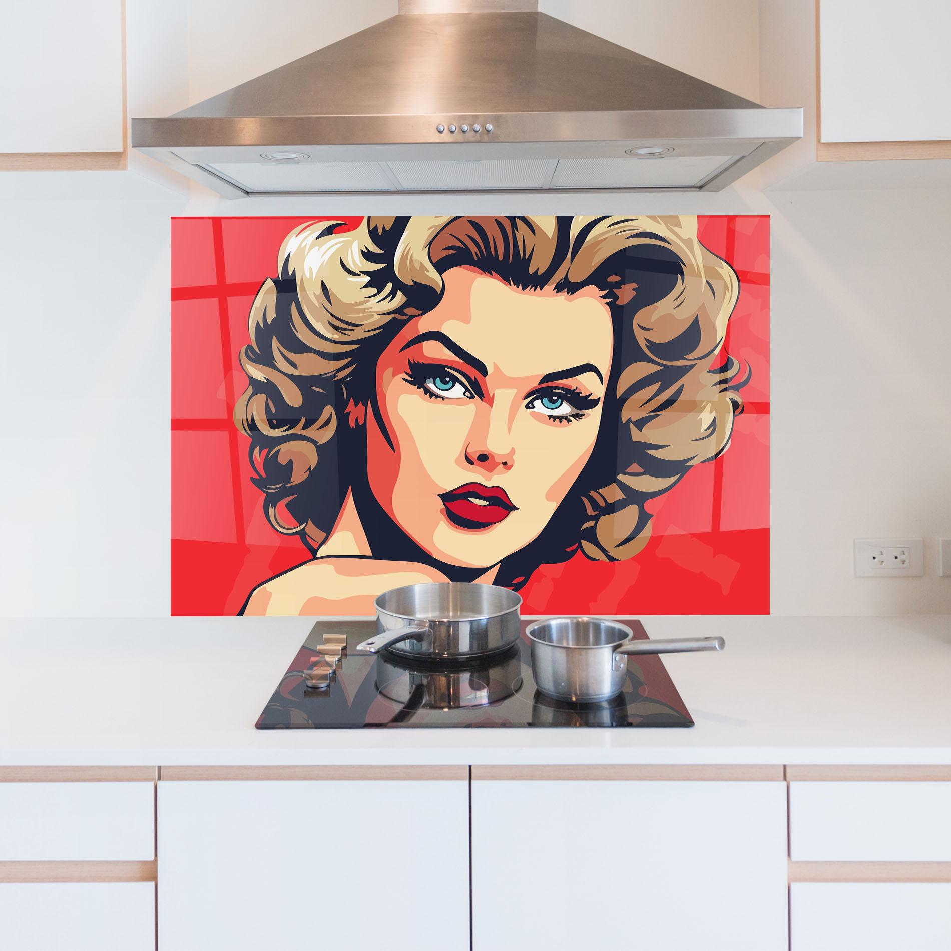 Стъклен панел за кухня Blue Eyes Portrait mockup 5