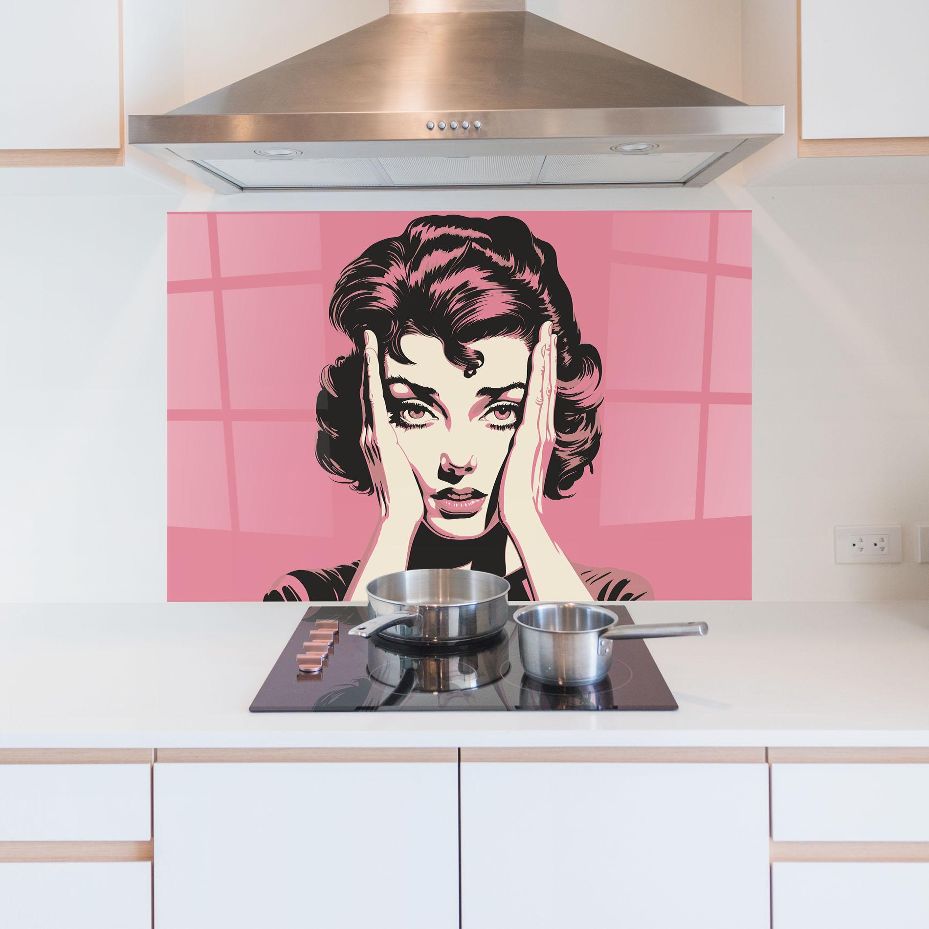 Стъклен панел за кухня Pink Light Portrait mockup 5