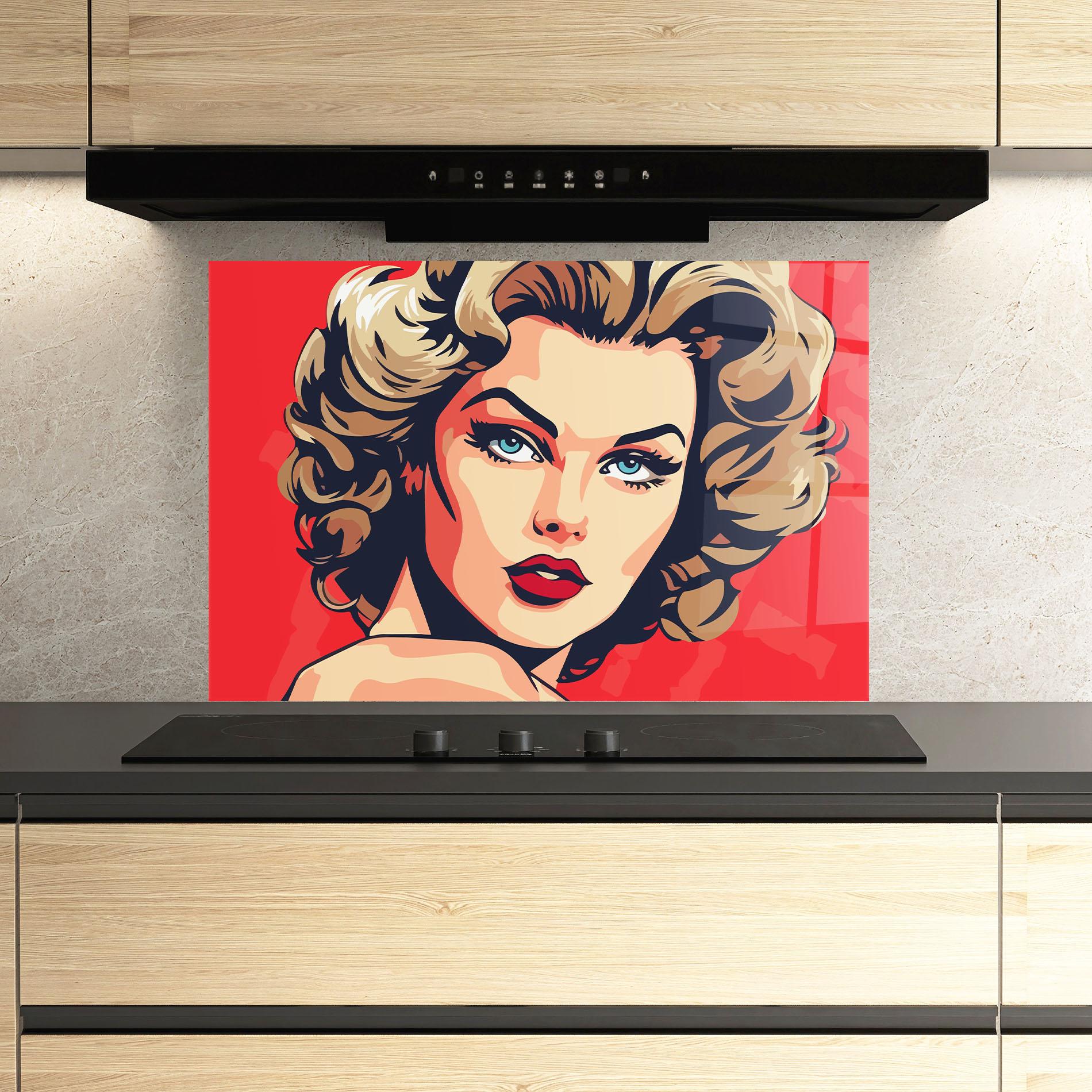 Стъклен панел за кухня Blue Eyes Portrait mockup 3