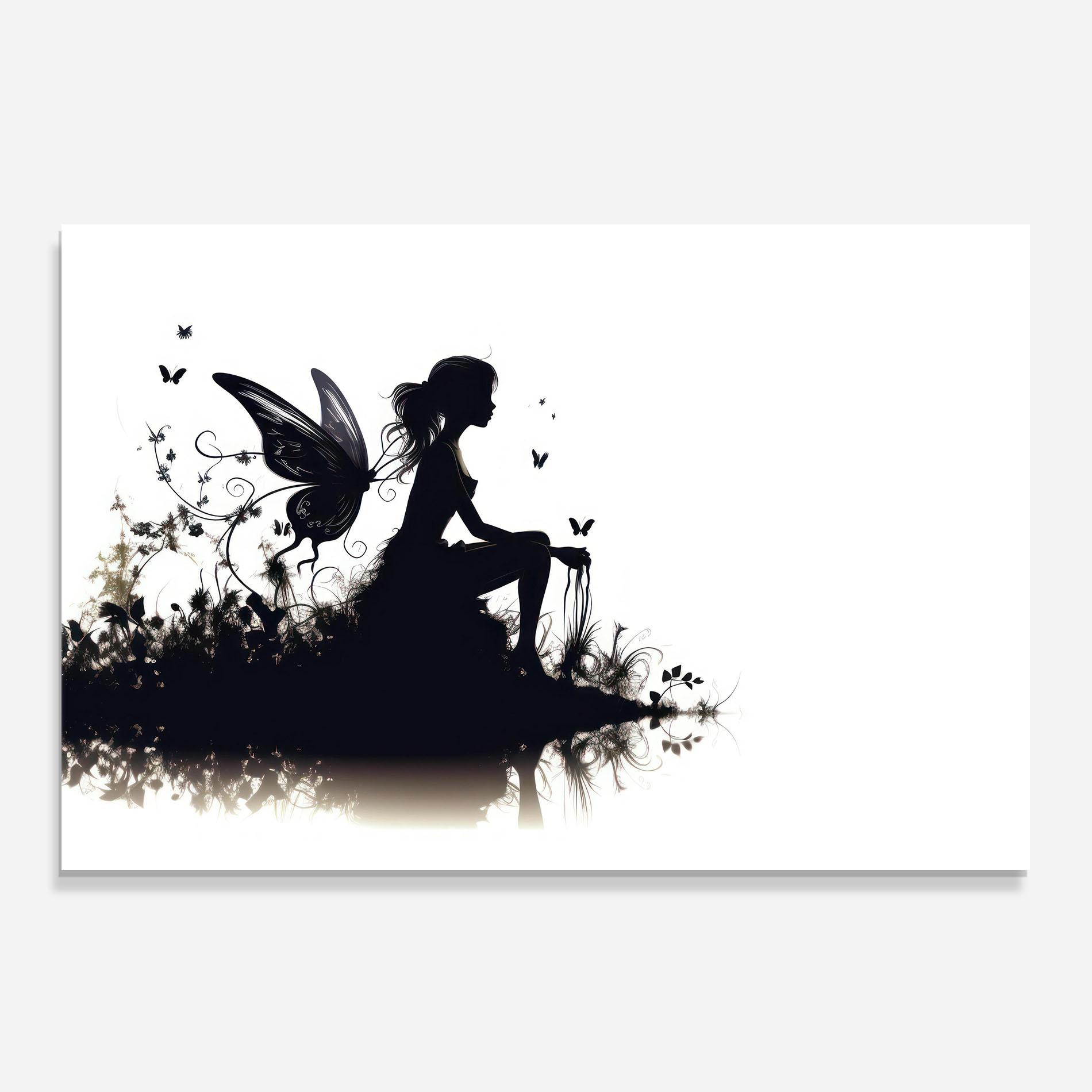 Стъклен панел за кухня Butterfly Woman Shilouette mockup 0