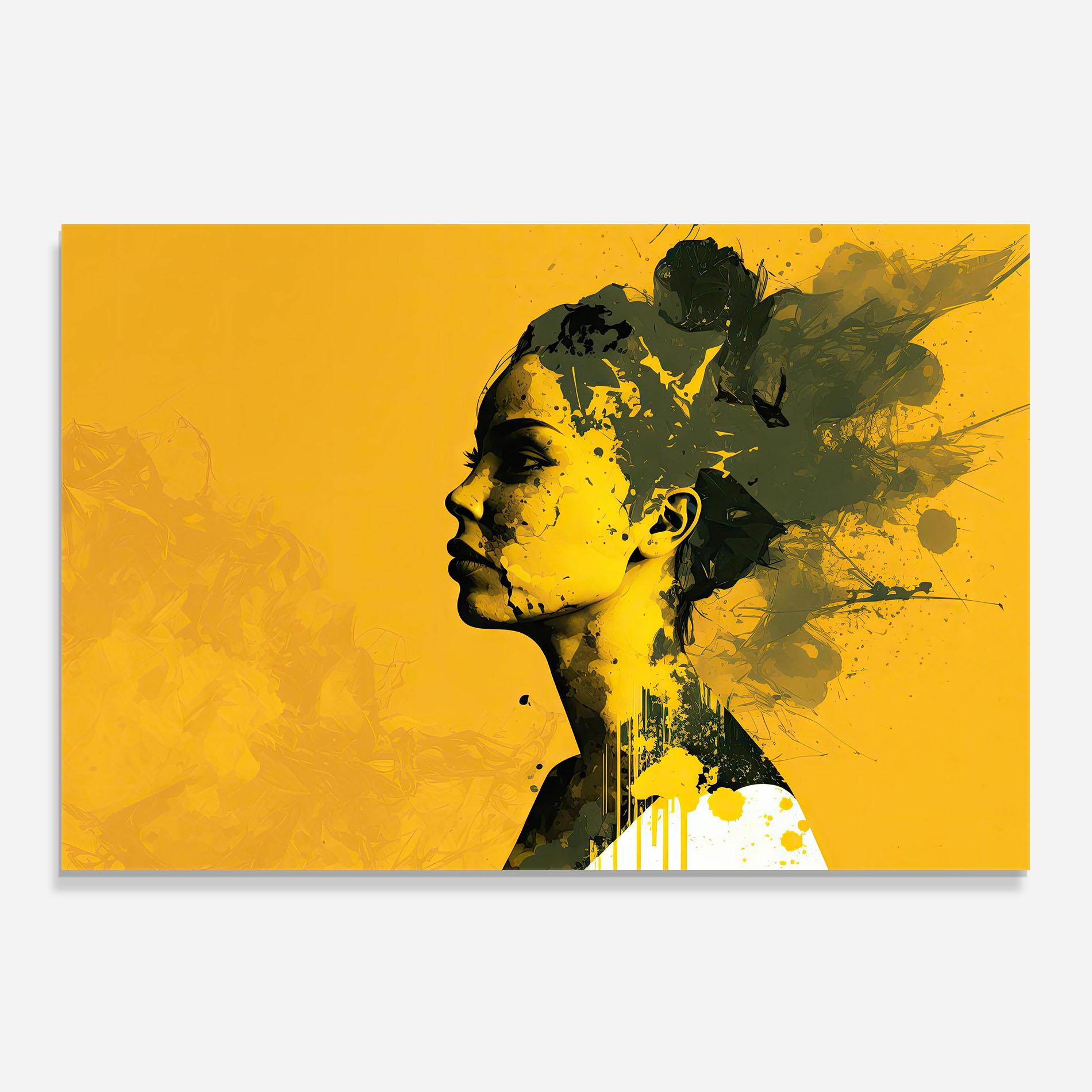 Стъклен панел за кухня Thinking Yellow mockup 0