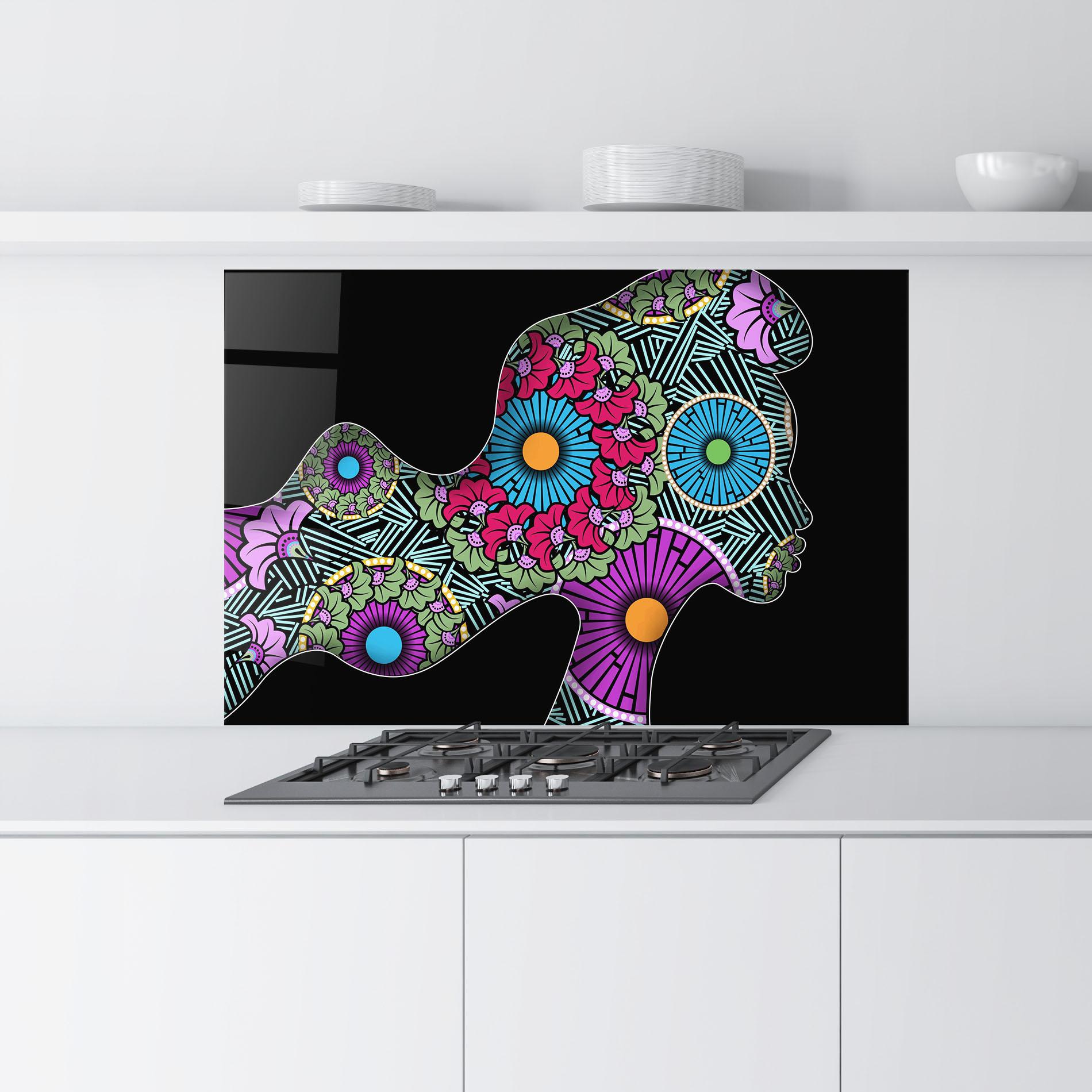 Стъклен панел за кухня Colorful Shilouette mockup 9