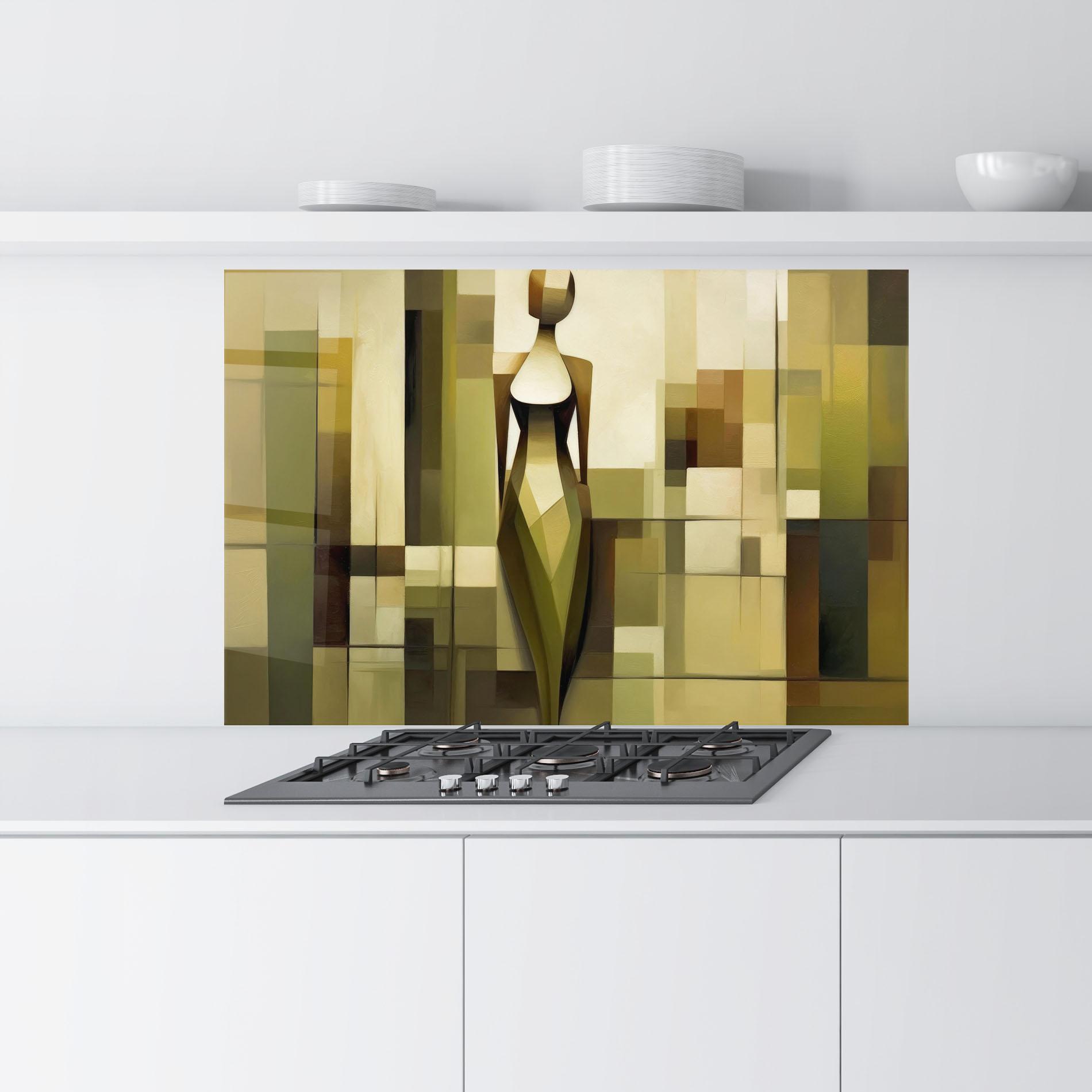 Стъклен панел за кухня Olive Green Shilouete mockup 9