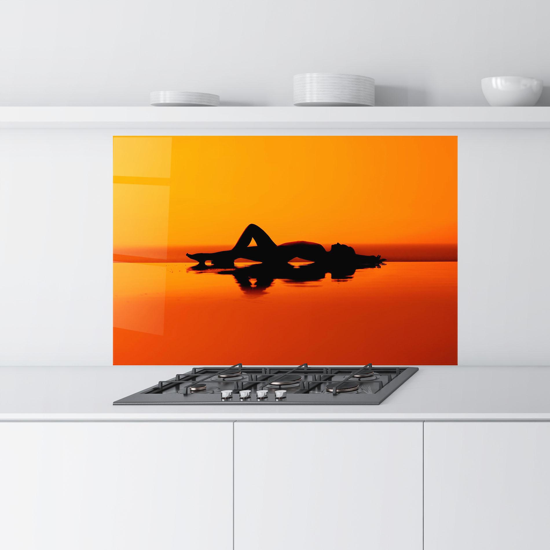 Стъклен панел за кухня Pool Sunset mockup 9