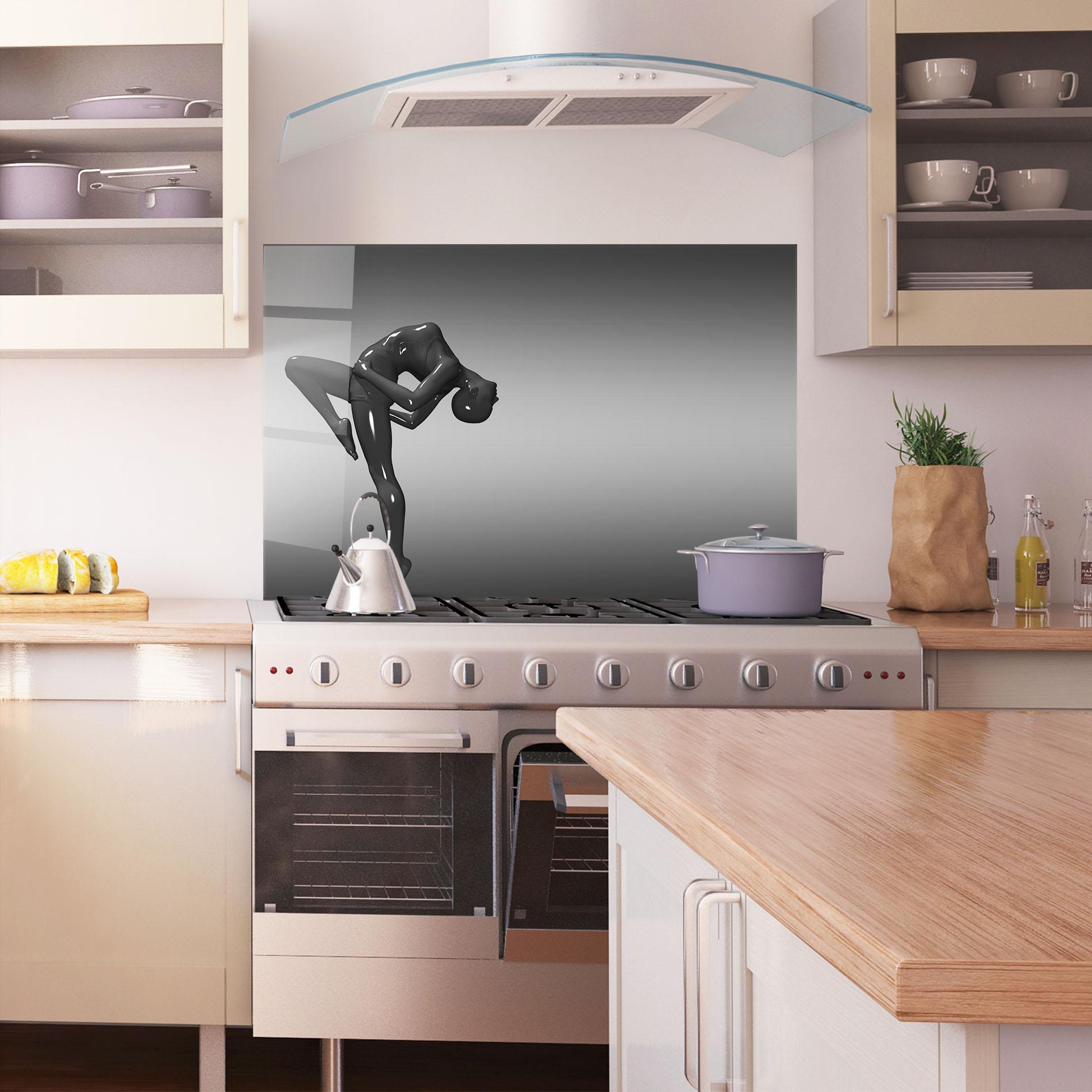 Стъклен панел за кухня Black Glossy Female Dancer mockup 1